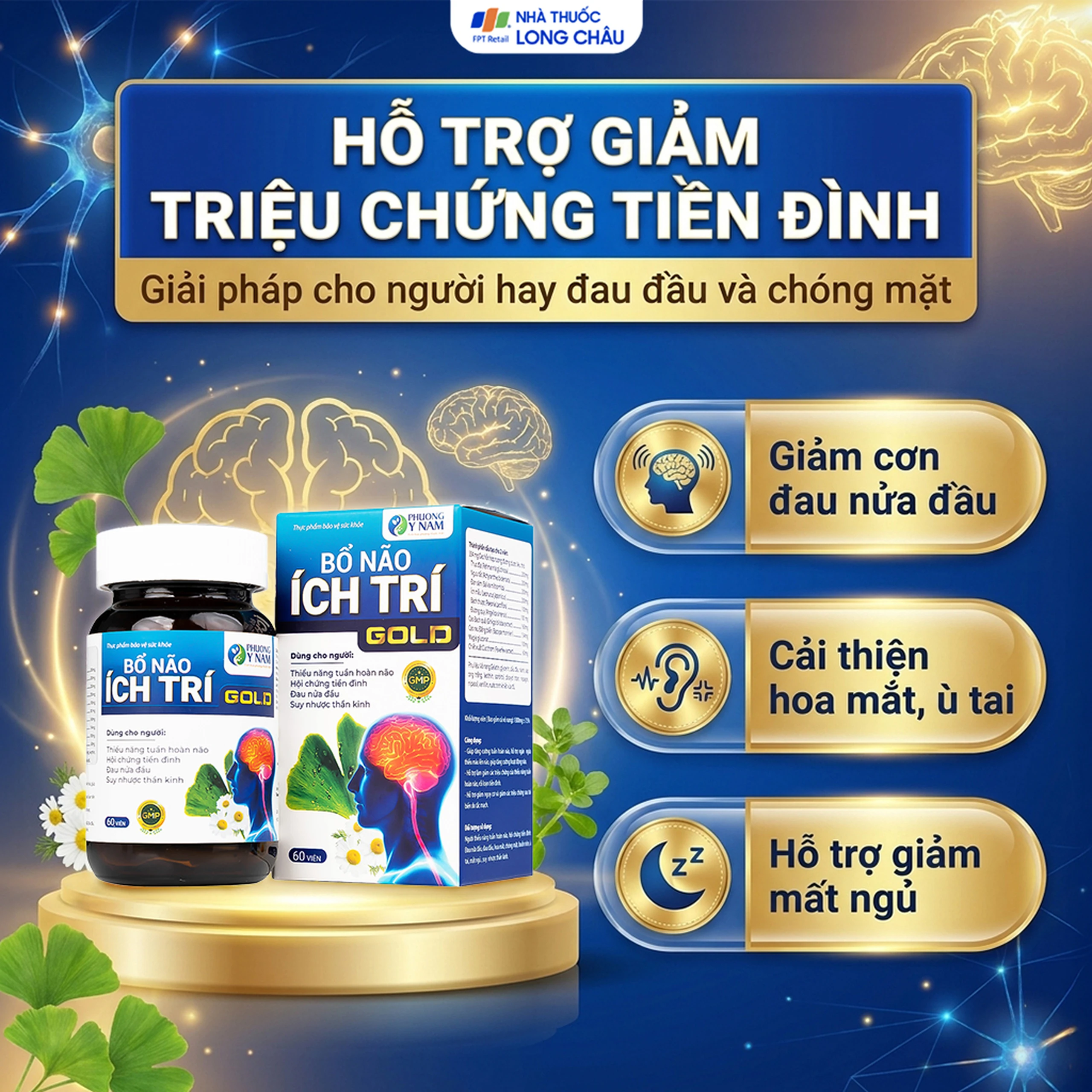 Viên uống tăng cường tuần hoàn não, giảm rối loạn tiền đình Bổ Não Ích Trí Gold (60 viên) 4