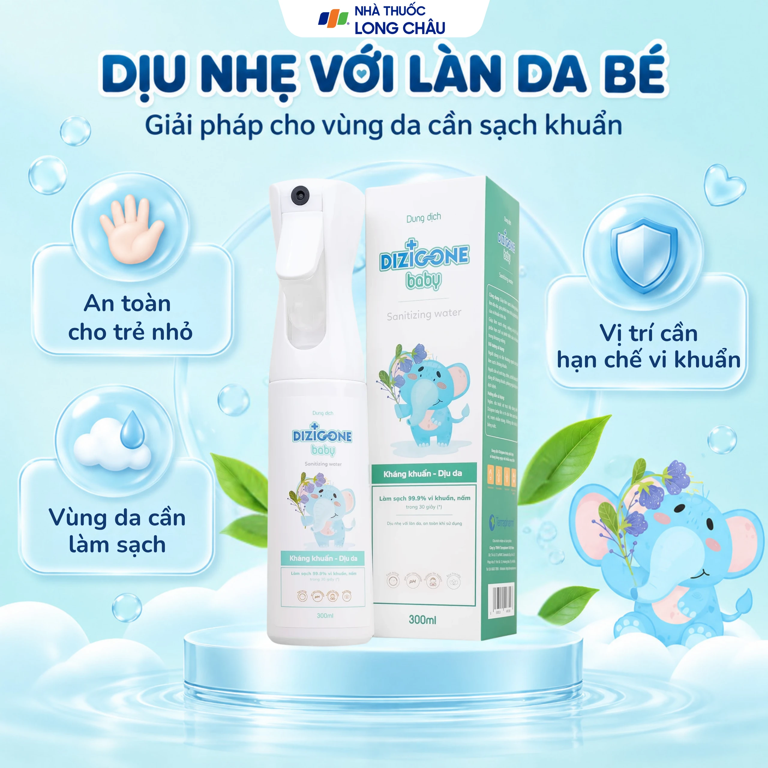 Xịt phục hồi da tổn thương Dizigone Baby Sanitizing Water 300ml 4