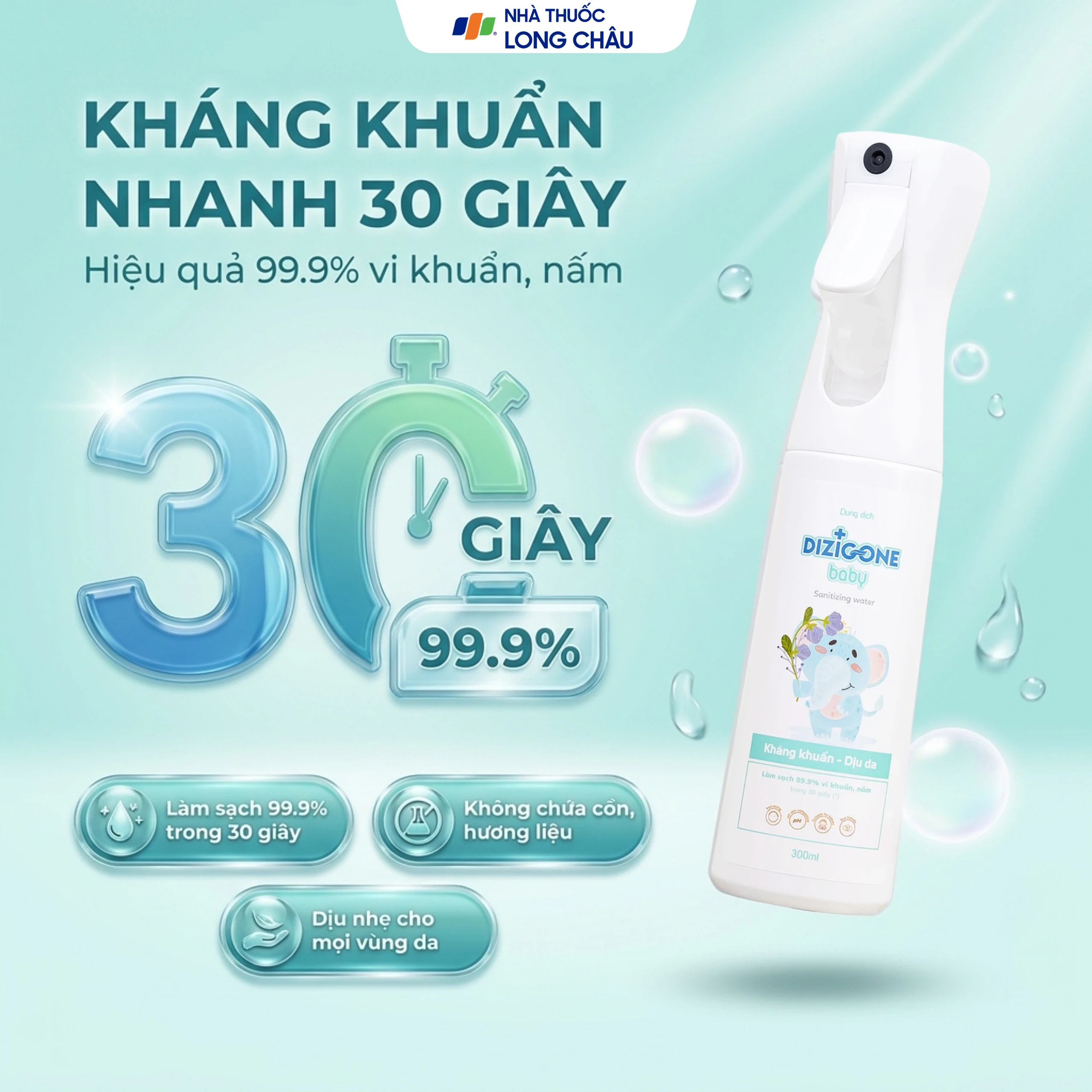 Xịt phục hồi da tổn thương Dizigone Baby Sanitizing Water 300ml 6
