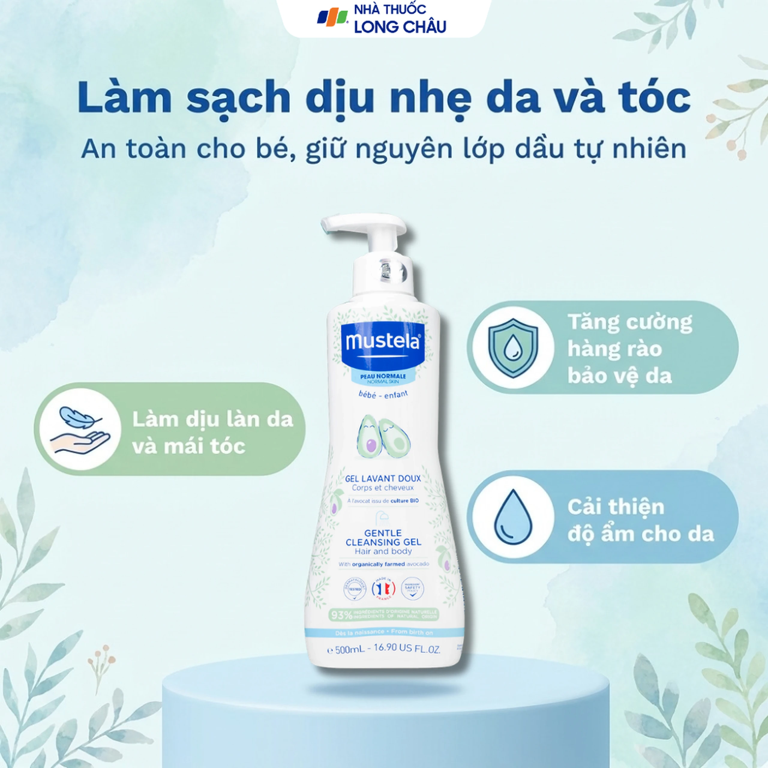 Gel tắm gội trẻ em Mustela Gentle Cleansing Gel Lavant Doux 500ml 2