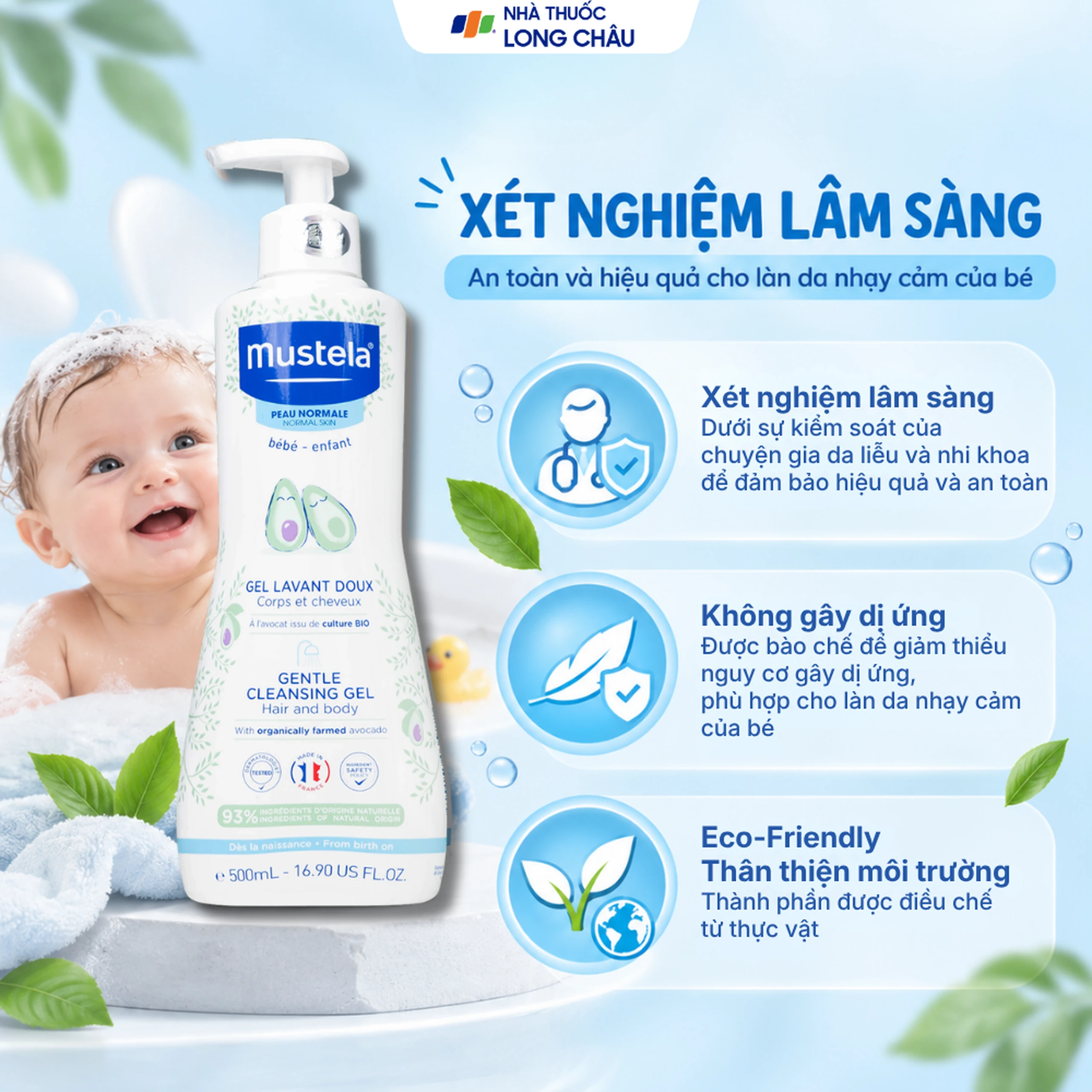 Gel tắm gội trẻ em Mustela Gentle Cleansing Gel Lavant Doux 500ml 6