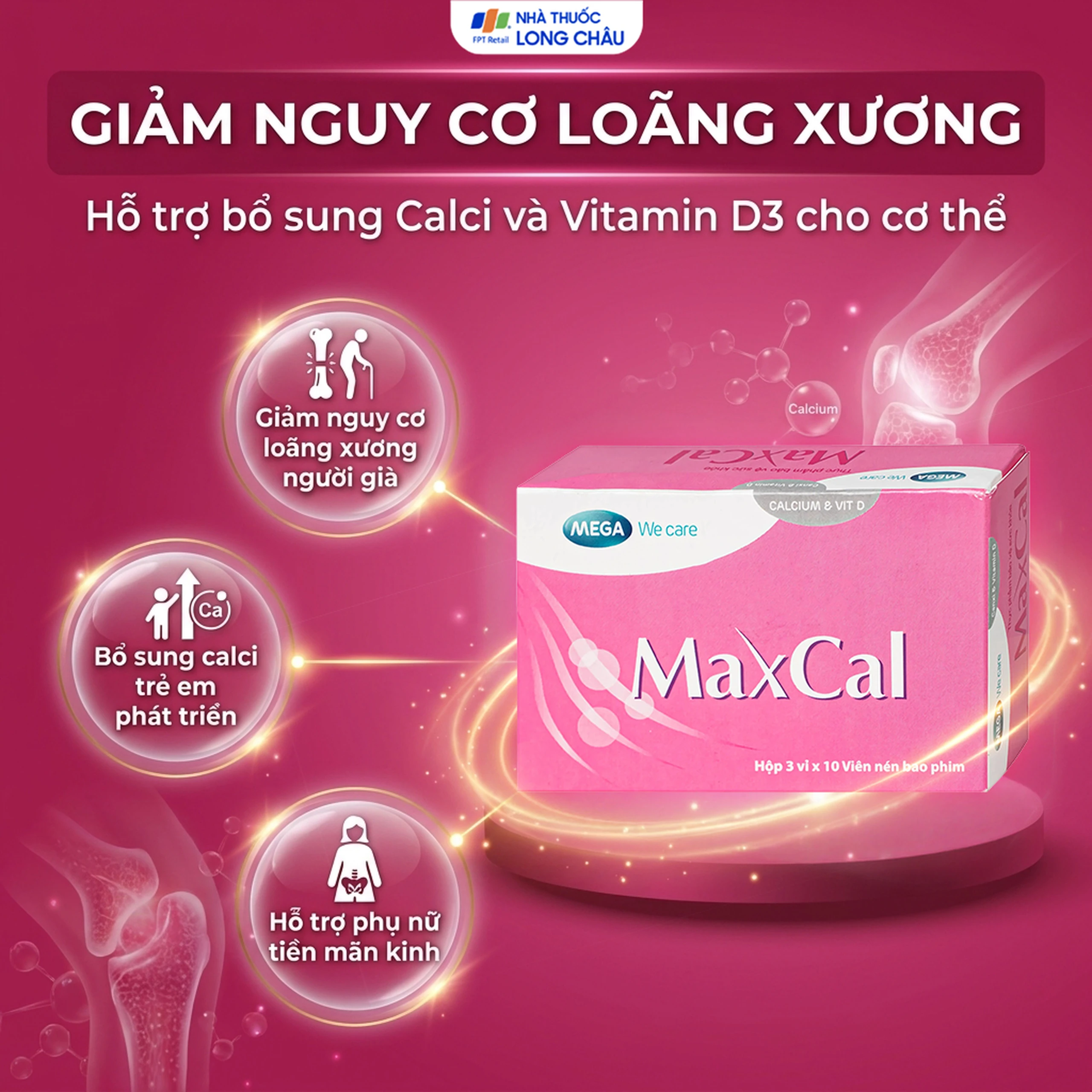 Viên uống hỗ trợ giảm nguy cơ loãng xương Maxcal Mega (3 vỉ x 10 viên) 2