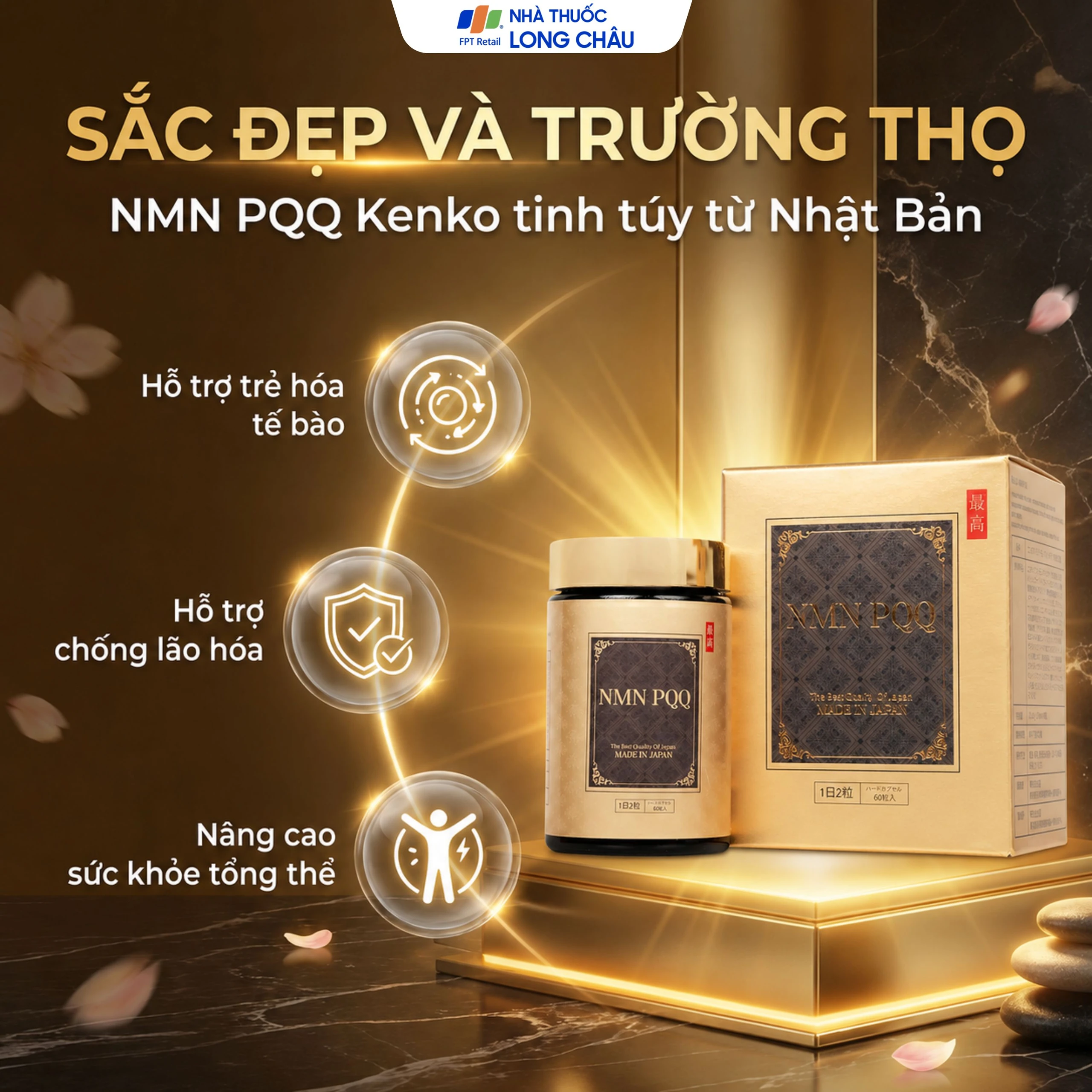 Viên uống hỗ trợ chống lão hóa, cải thiện làn da và tăng đề kháng NMN PQQ Kenko (60 Viên) 3