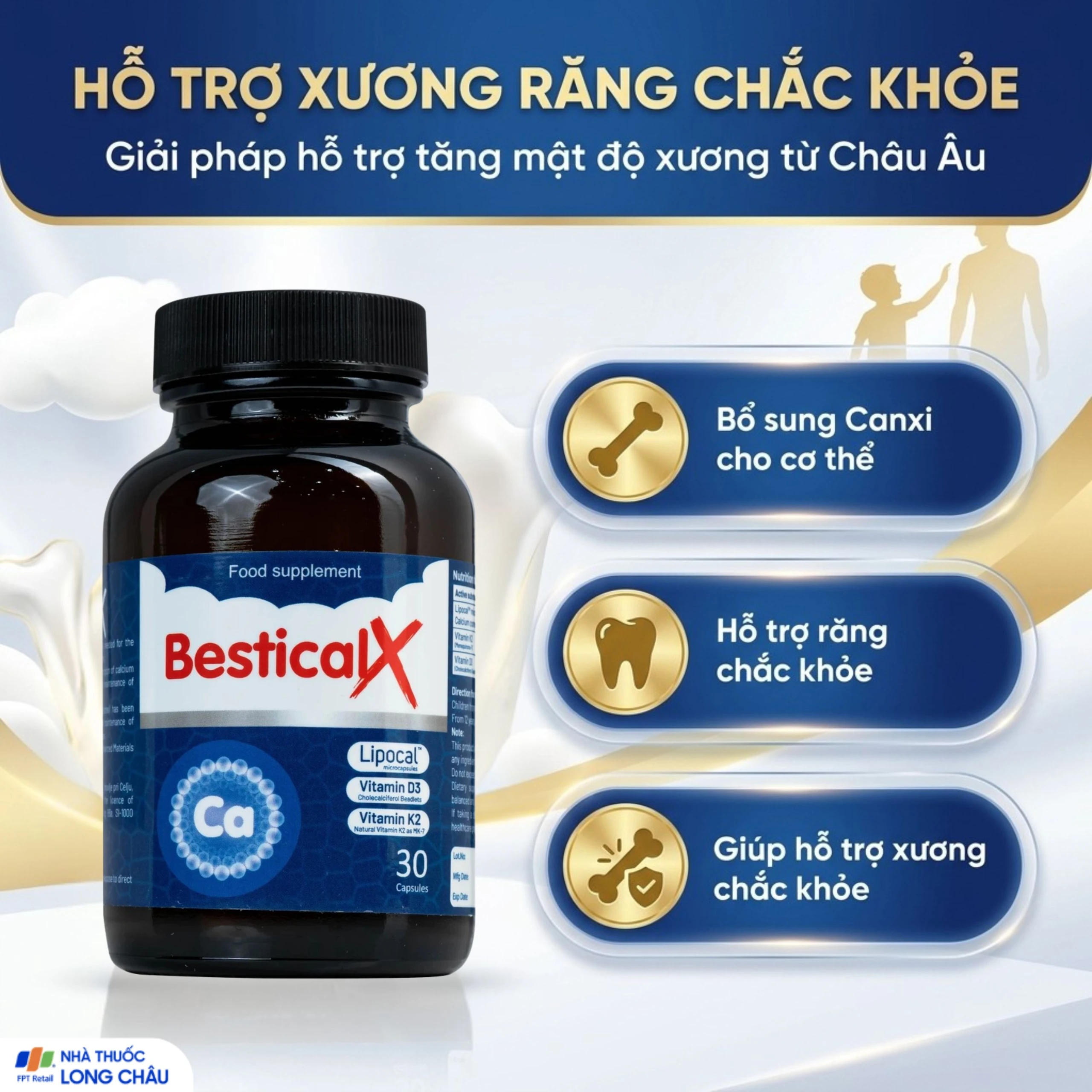 Viên uống BesticalX Ergopharm bổ sung canxi, vitamin D3 và vitamin K2, hỗ trợ xương, răng (30 viên) 4