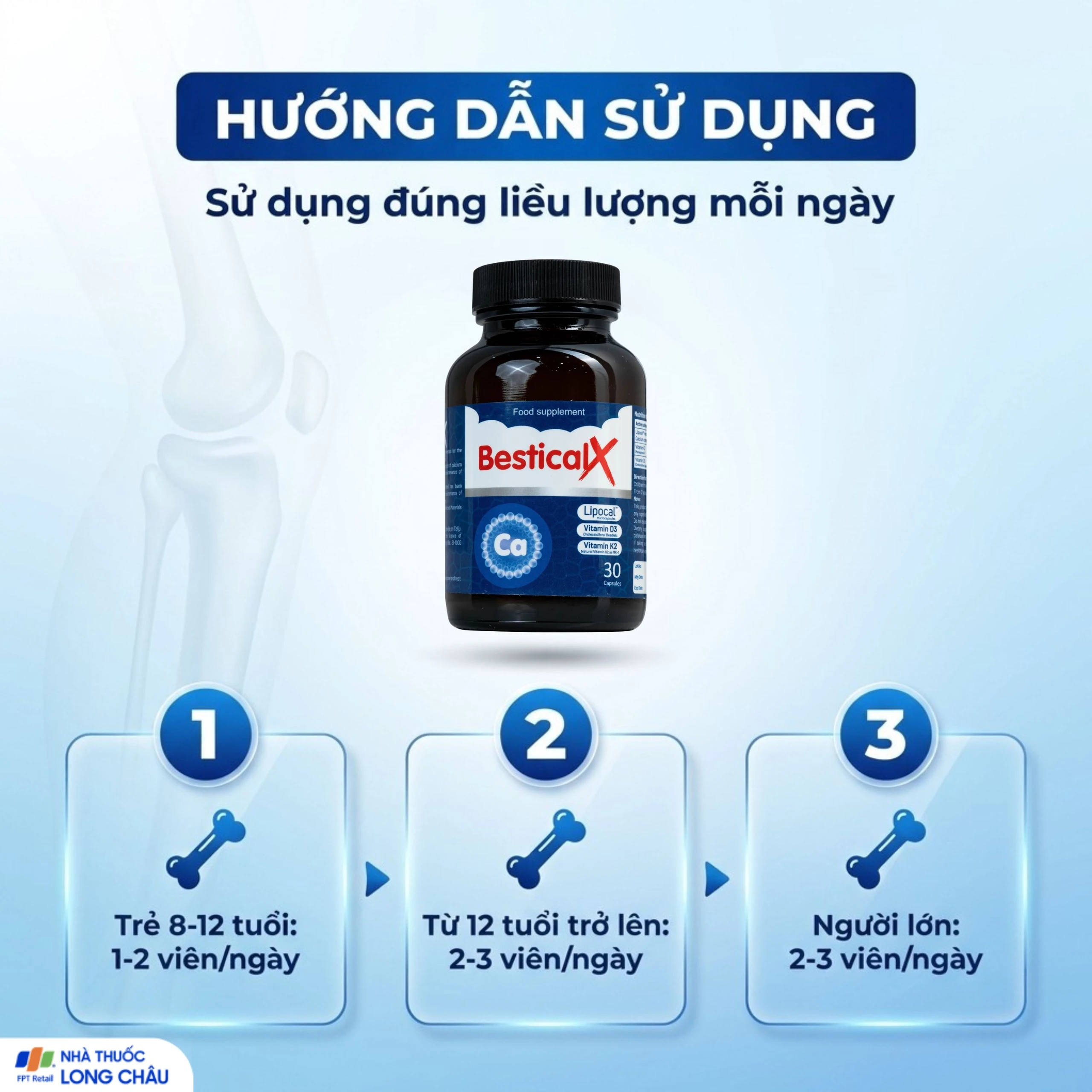 Viên uống BesticalX Ergopharm bổ sung canxi, vitamin D3 và vitamin K2, hỗ trợ xương, răng (30 viên) 5