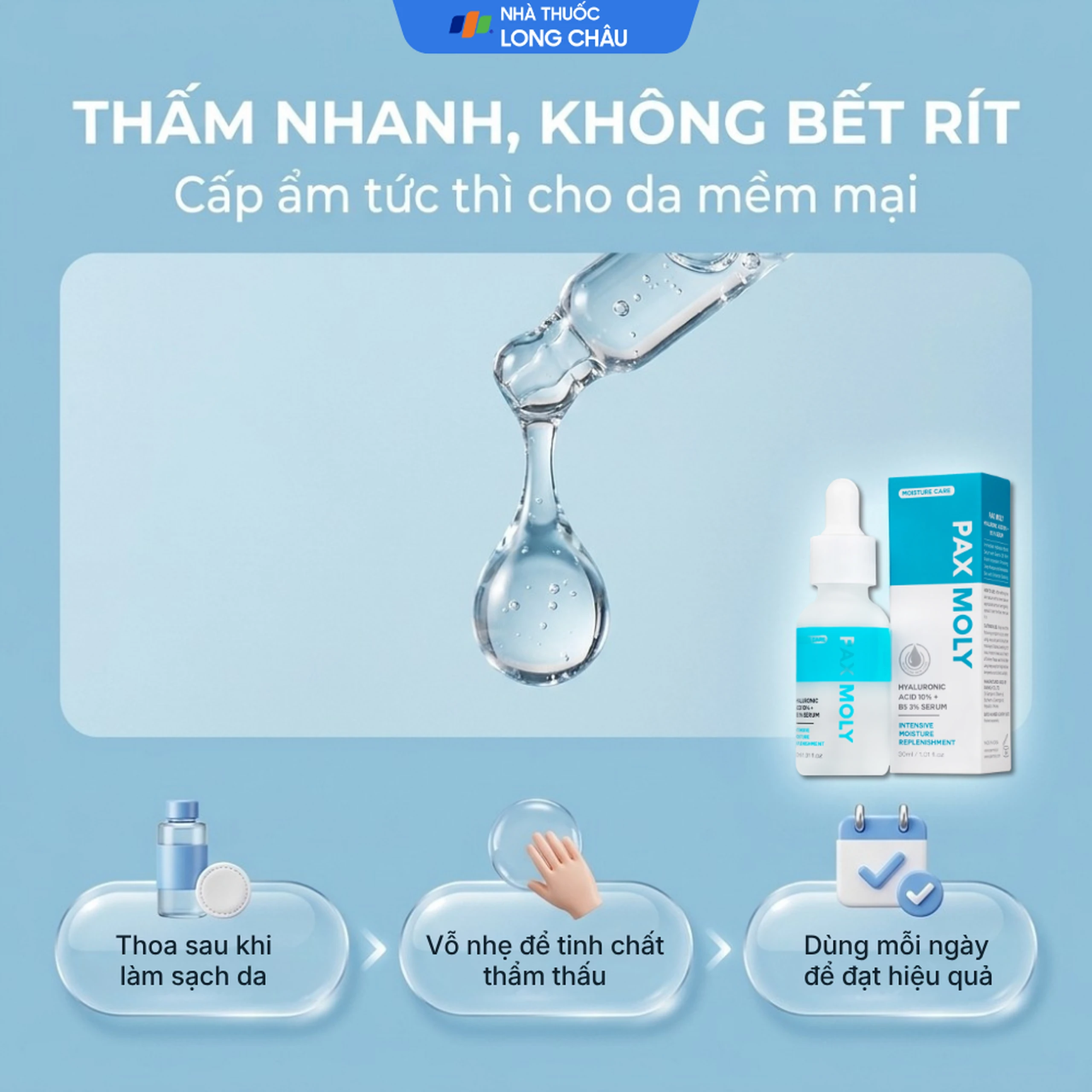 Tinh chất dưỡng ẩm Pax Moly Moisture Serum (Blue) giúp da mềm mịn, cải thiện độ đàn hồi (30ml) 5