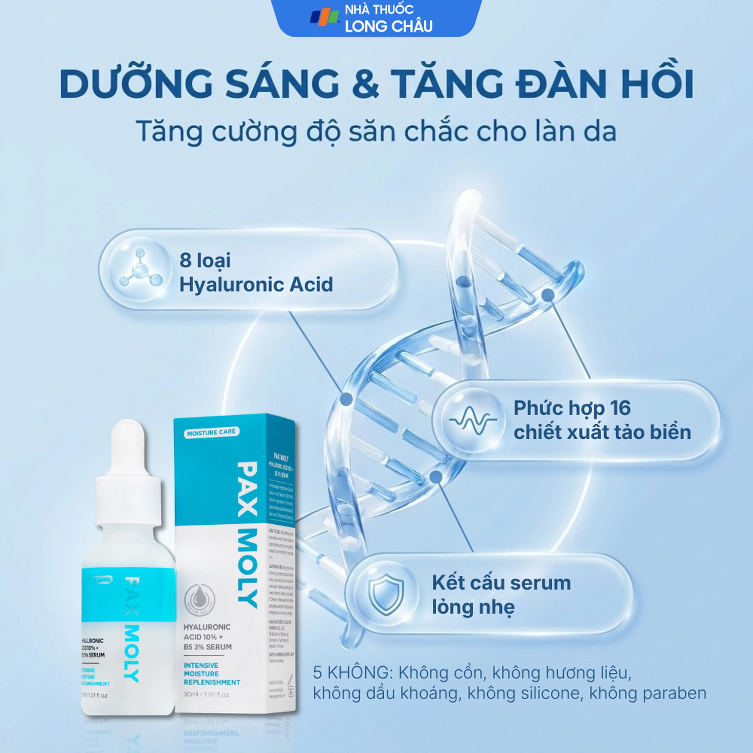 Tinh chất dưỡng ẩm Pax Moly Moisture Serum (Blue) giúp da mềm mịn, cải thiện độ đàn hồi (30ml) 6