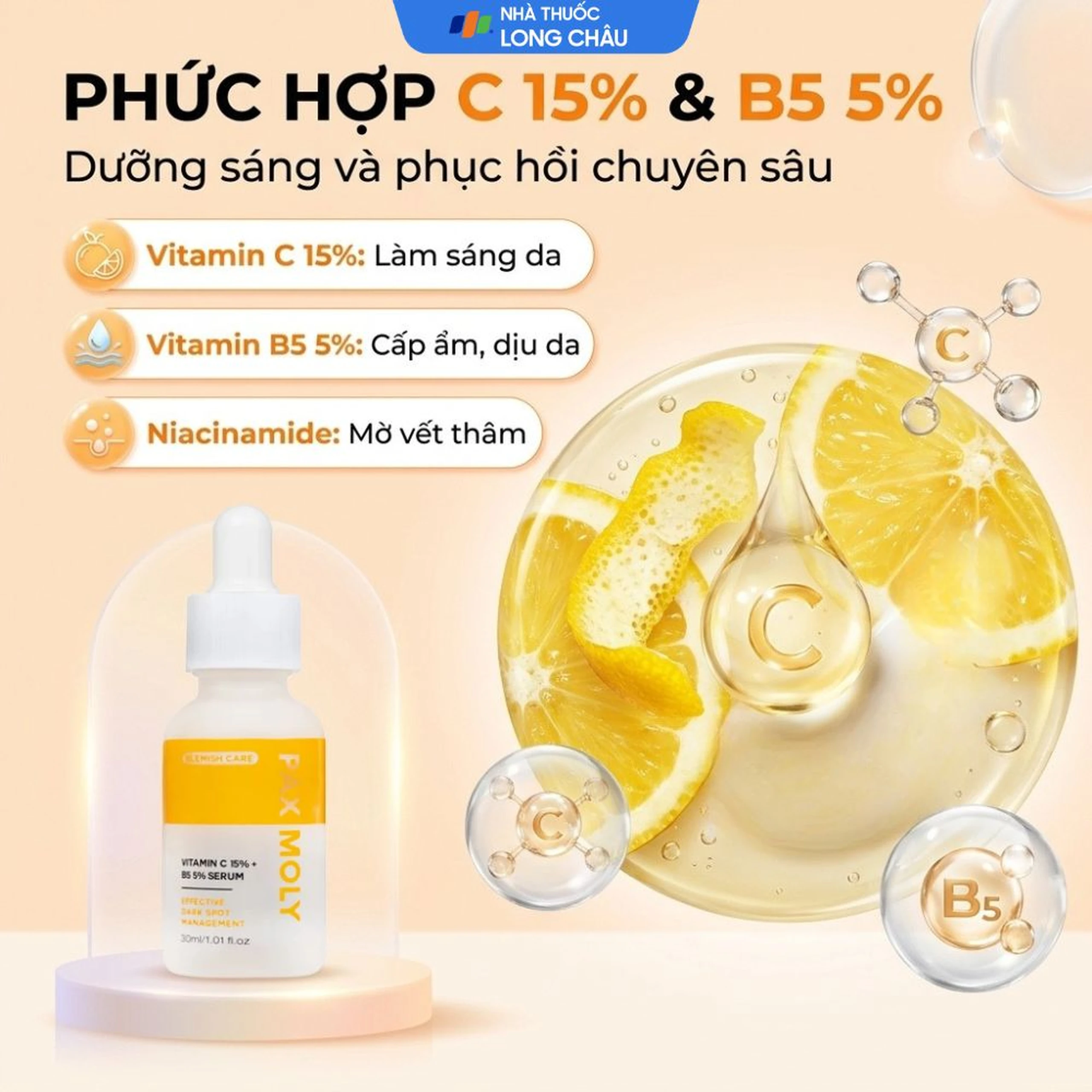 Tinh chất dưỡng ẩm, sáng da Pax Moly Blemish Care (orange) 30ml 2