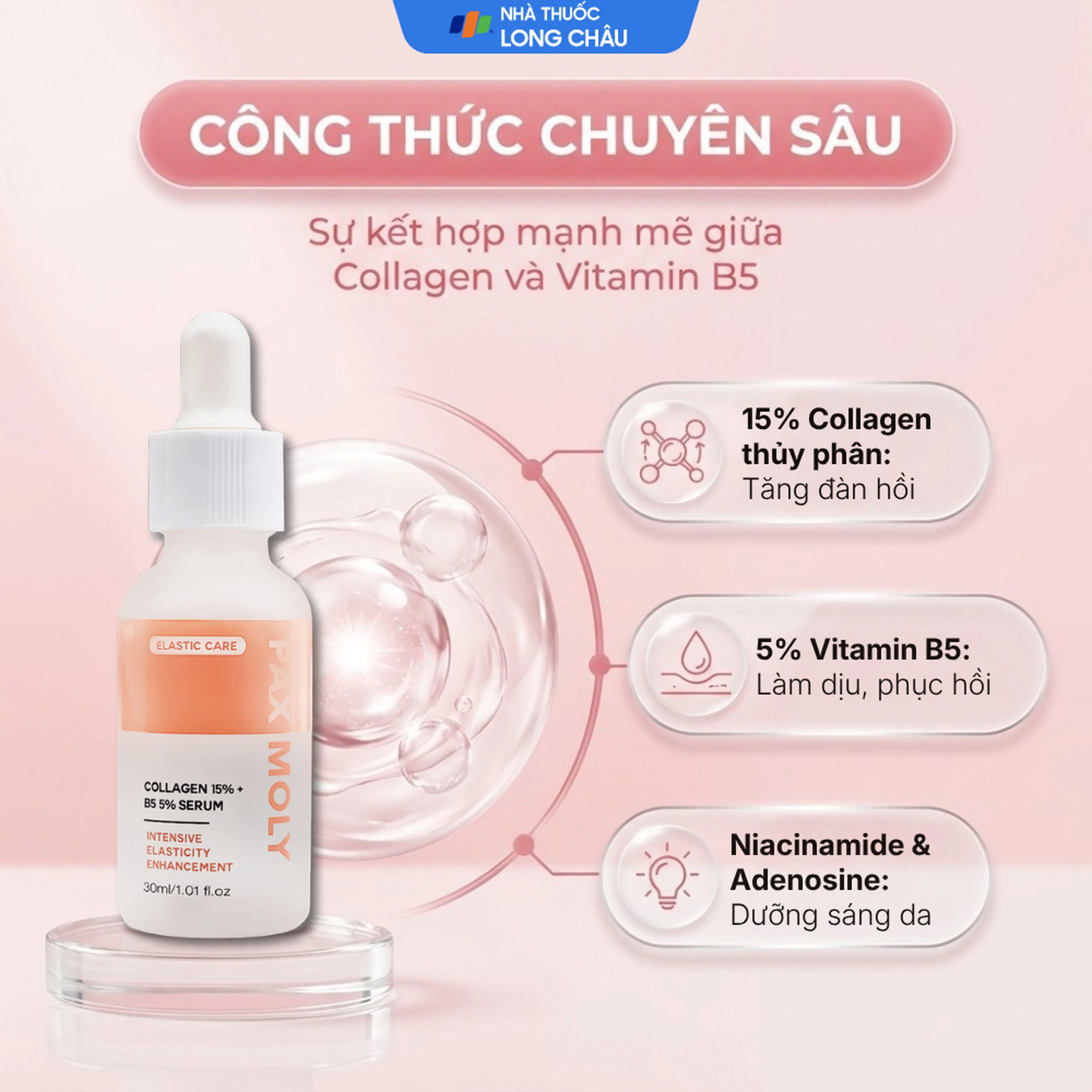 Tinh chất tăng độ đàn hồi, giúp gia mềm mịn Pax Moly Elastic (rose) 30ml 3