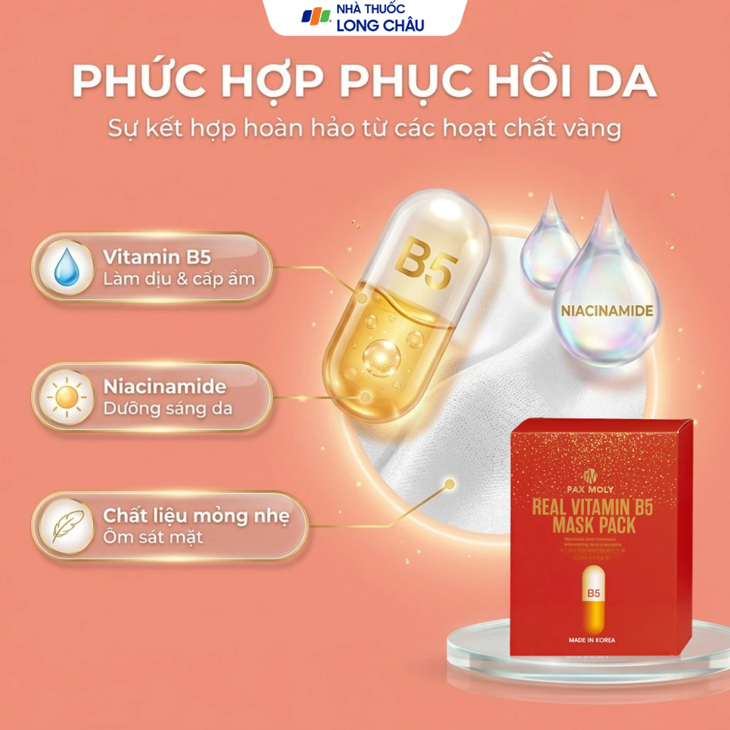 Mặt nạ dưỡng ẩm Pax Moly Real Vitamin B5 Mask Pack 10 miếng (red) 3