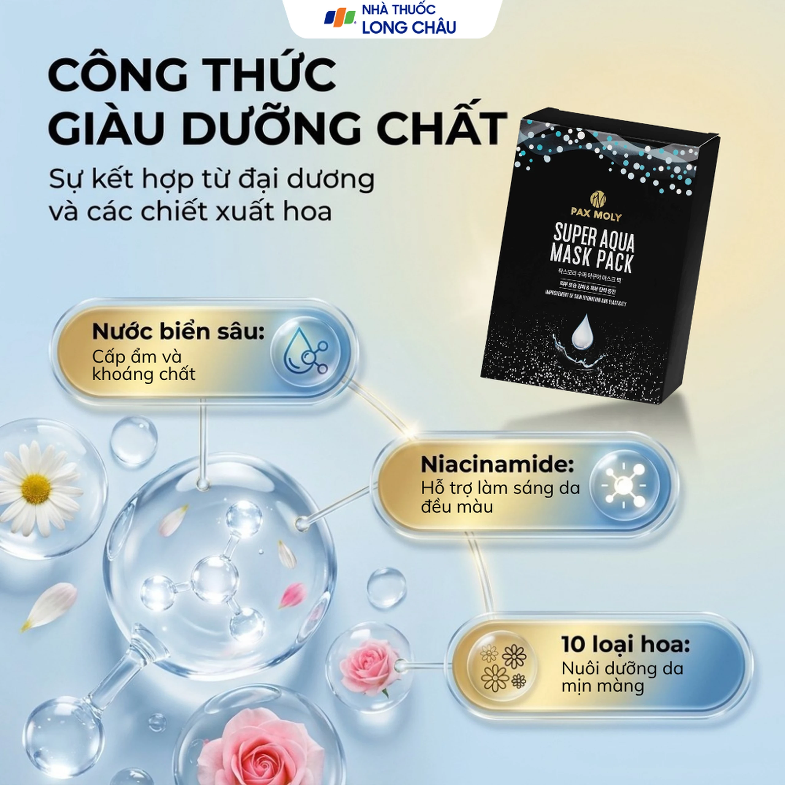 Mặt nạ dưỡng ẩm Pax Moly Super Aqua Mask Pack làm mềm mịn, cải thiện độ đàn hồi da 3
