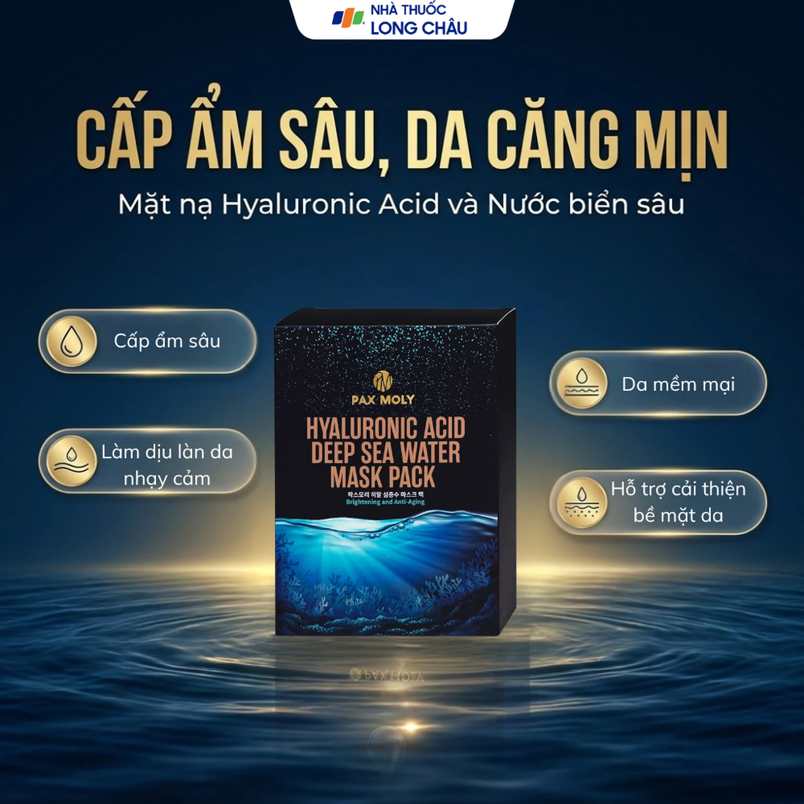 Mặt nạ dưỡng ẩm Pax Moly Hyaluronic Acid Deep Sea Water Mask Pack sáng da và chống lão hóa 2