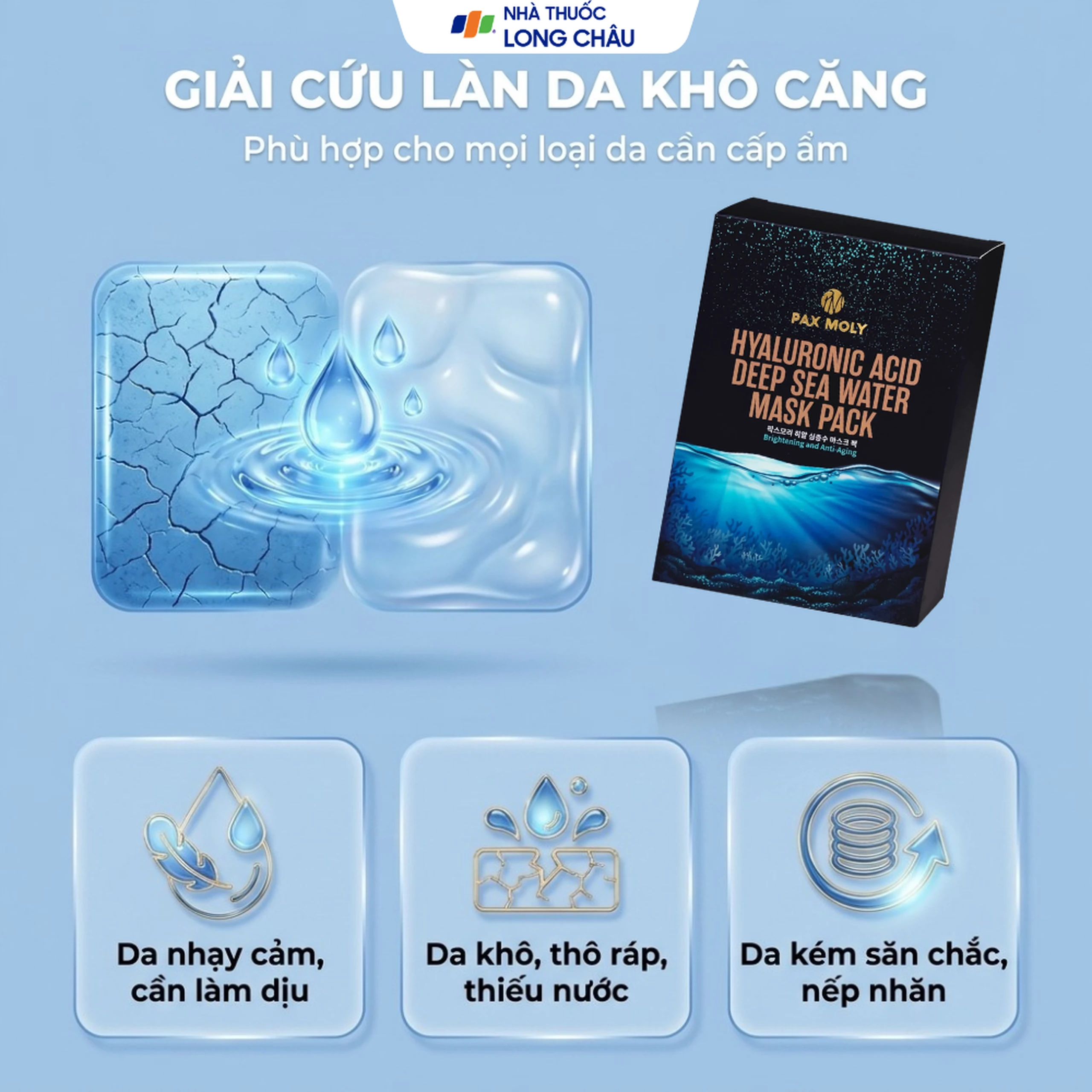 Mặt nạ dưỡng ẩm Pax Moly Hyaluronic Acid Deep Sea Water Mask Pack sáng da và chống lão hóa 4
