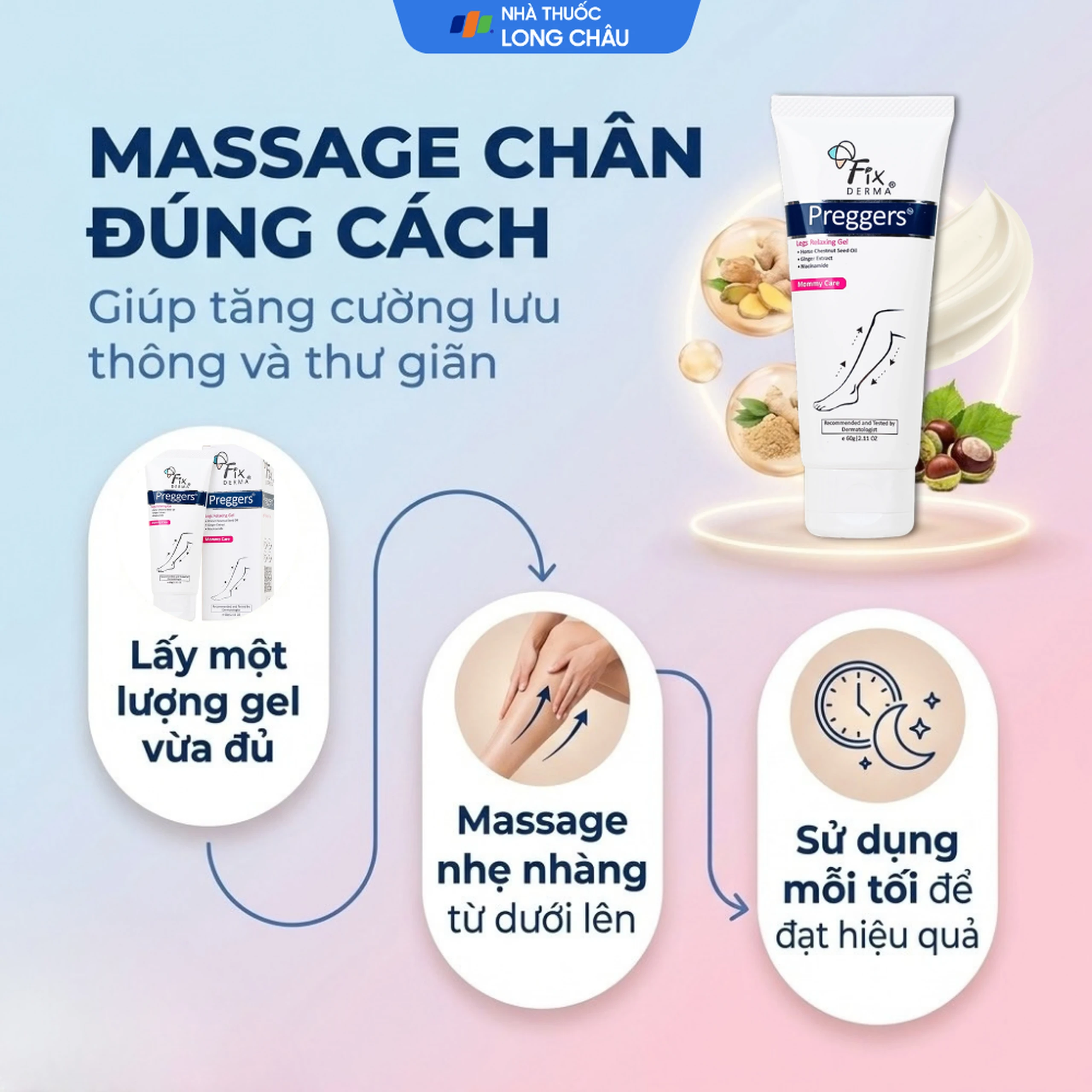 Gel dưỡng ẩm, ngừa giãn tĩnh mạch chân dành cho bà bầu Fixderma Preggers Leg Relaxing Gel 60g 5