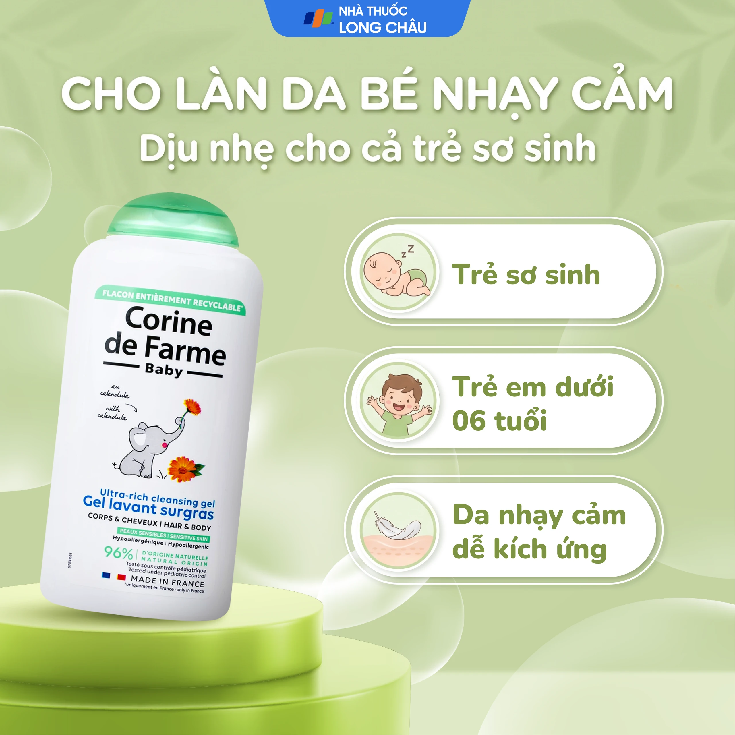Gel tắm gội cho bé Corine de Farme Baby Ultra Rich Cleansing Gel dịu nhẹ dành cho mọi loại da (250ml) 4