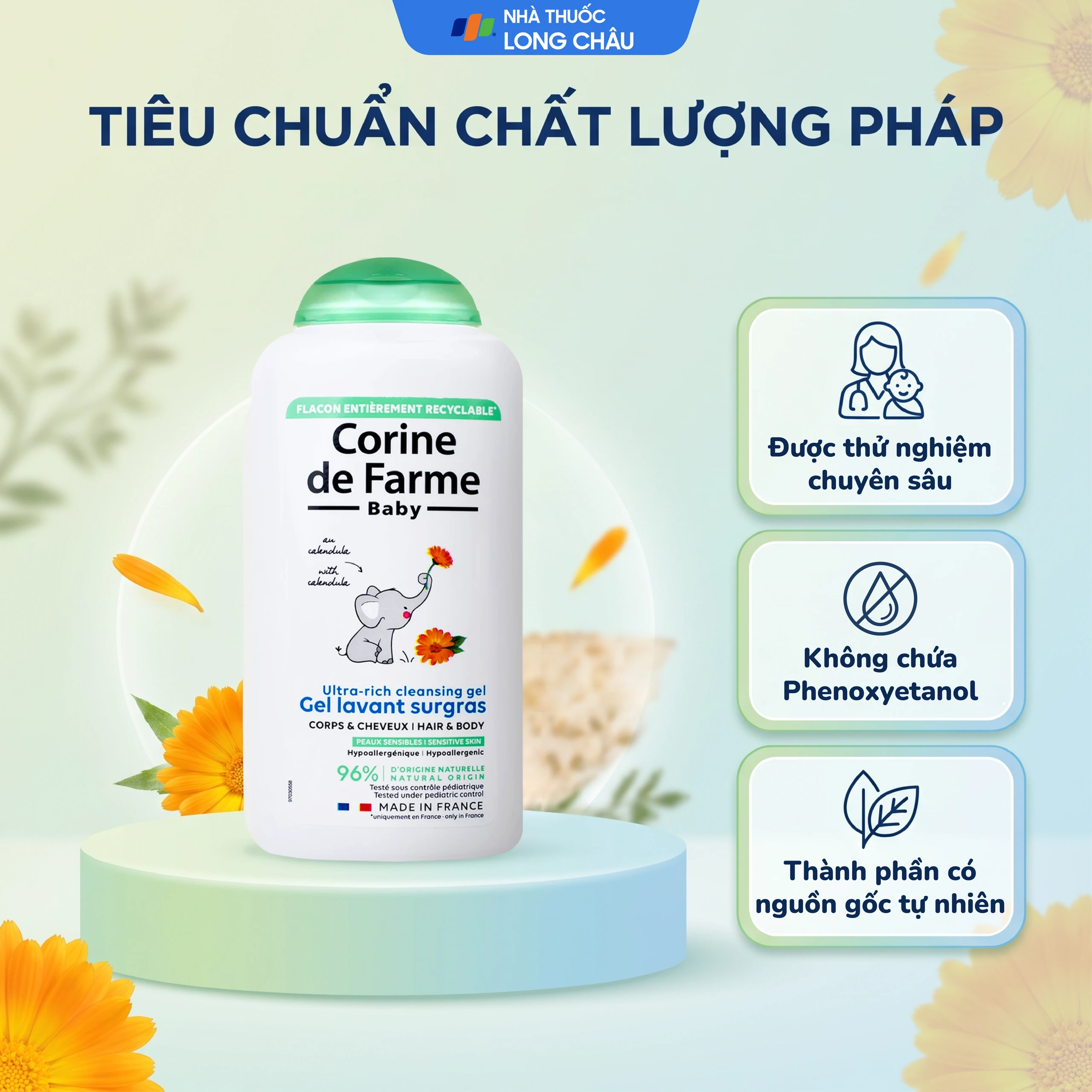 Gel tắm gội cho bé Corine de Farme Baby Ultra Rich Cleansing Gel dịu nhẹ dành cho mọi loại da (250ml) 6