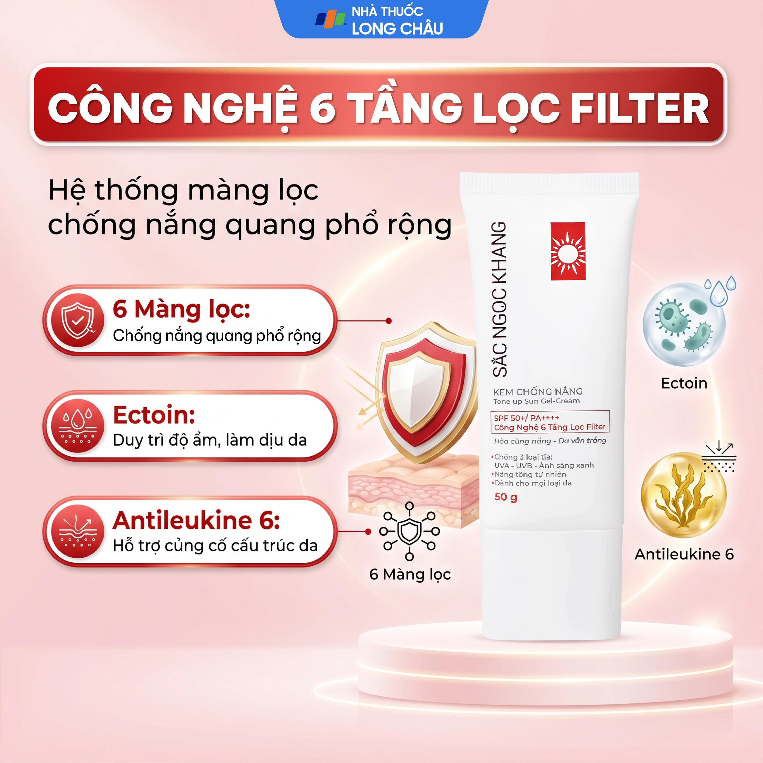 Kem chống nắng nâng tông nhẹ Sắc Ngọc Khang SPF 50+ PA++++ 50g 3