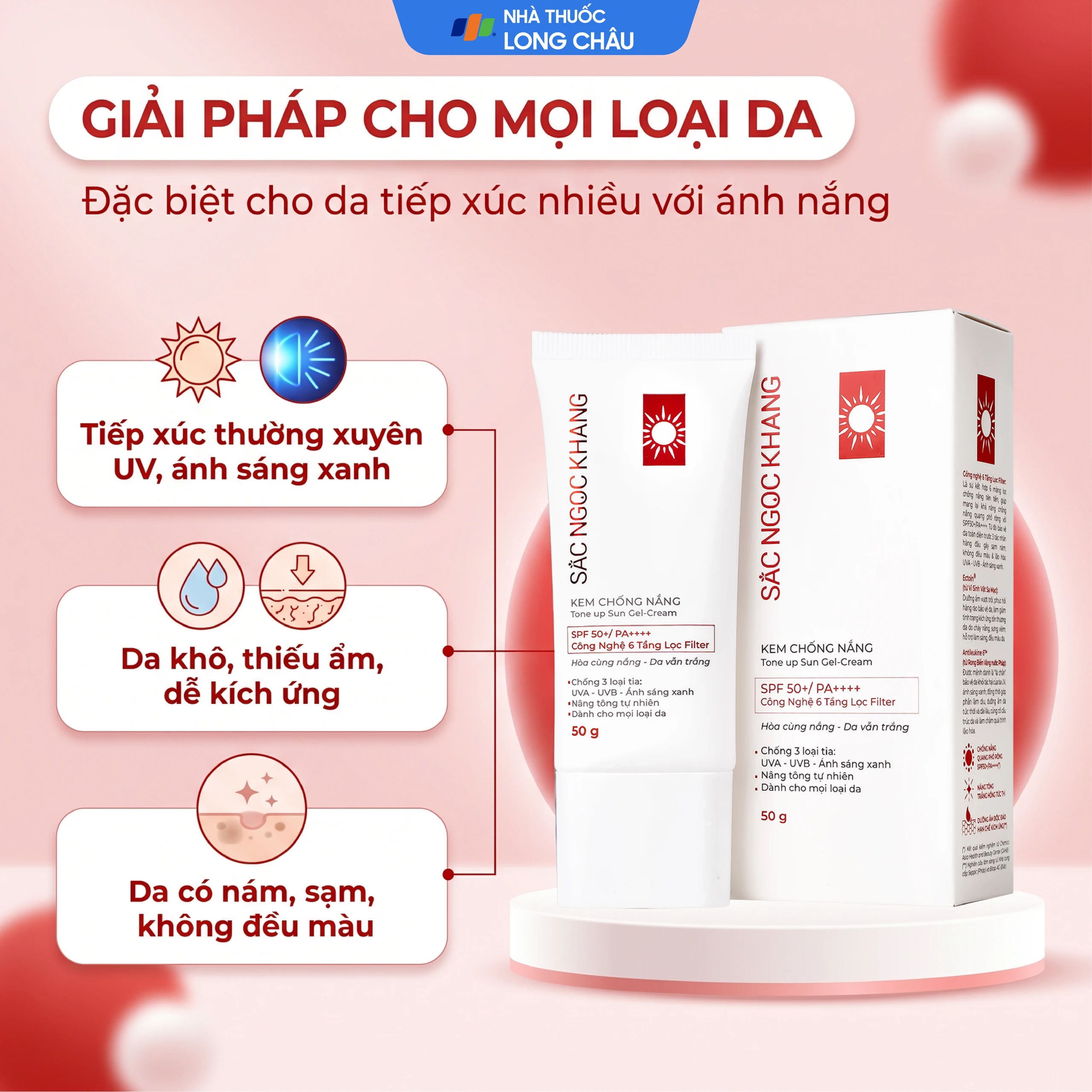 Kem chống nắng nâng tông nhẹ Sắc Ngọc Khang SPF 50+ PA++++ 50g 4
