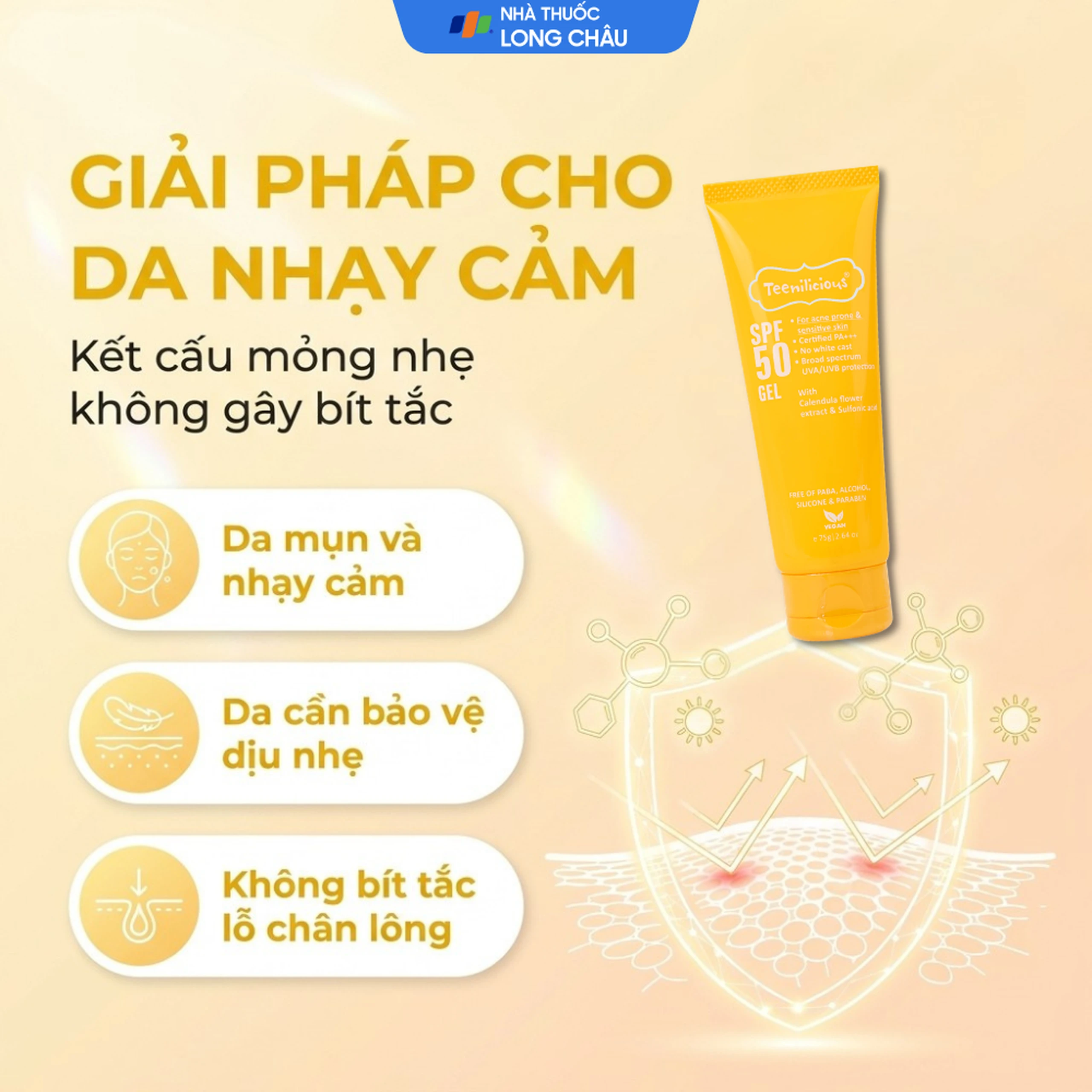 Gel chống nắng cho da mụn và nhạy cảm Teenilicious SPF50 PA+++ hộp 75g 4