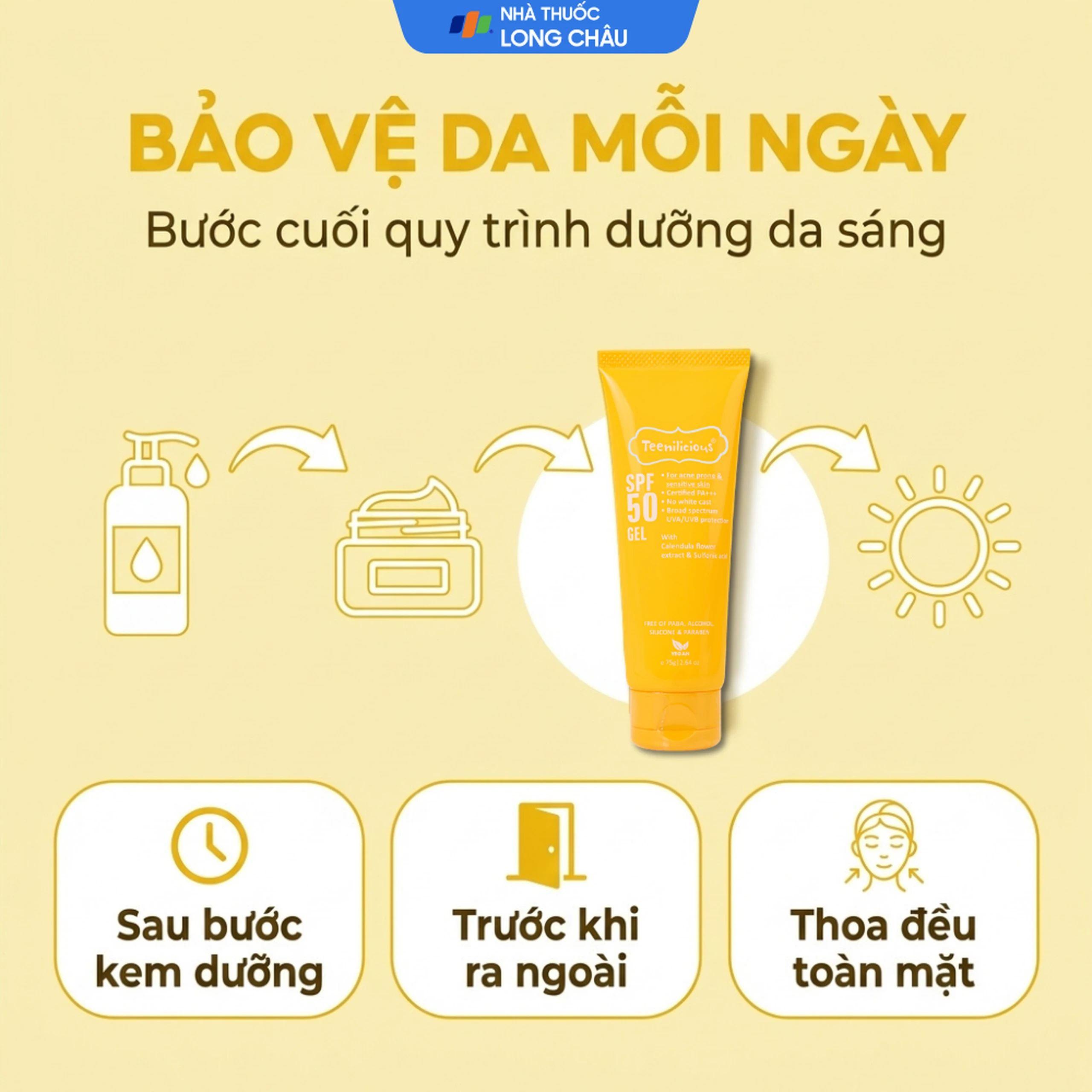 Gel chống nắng cho da mụn và nhạy cảm Teenilicious SPF50 PA+++ hộp 75g 5