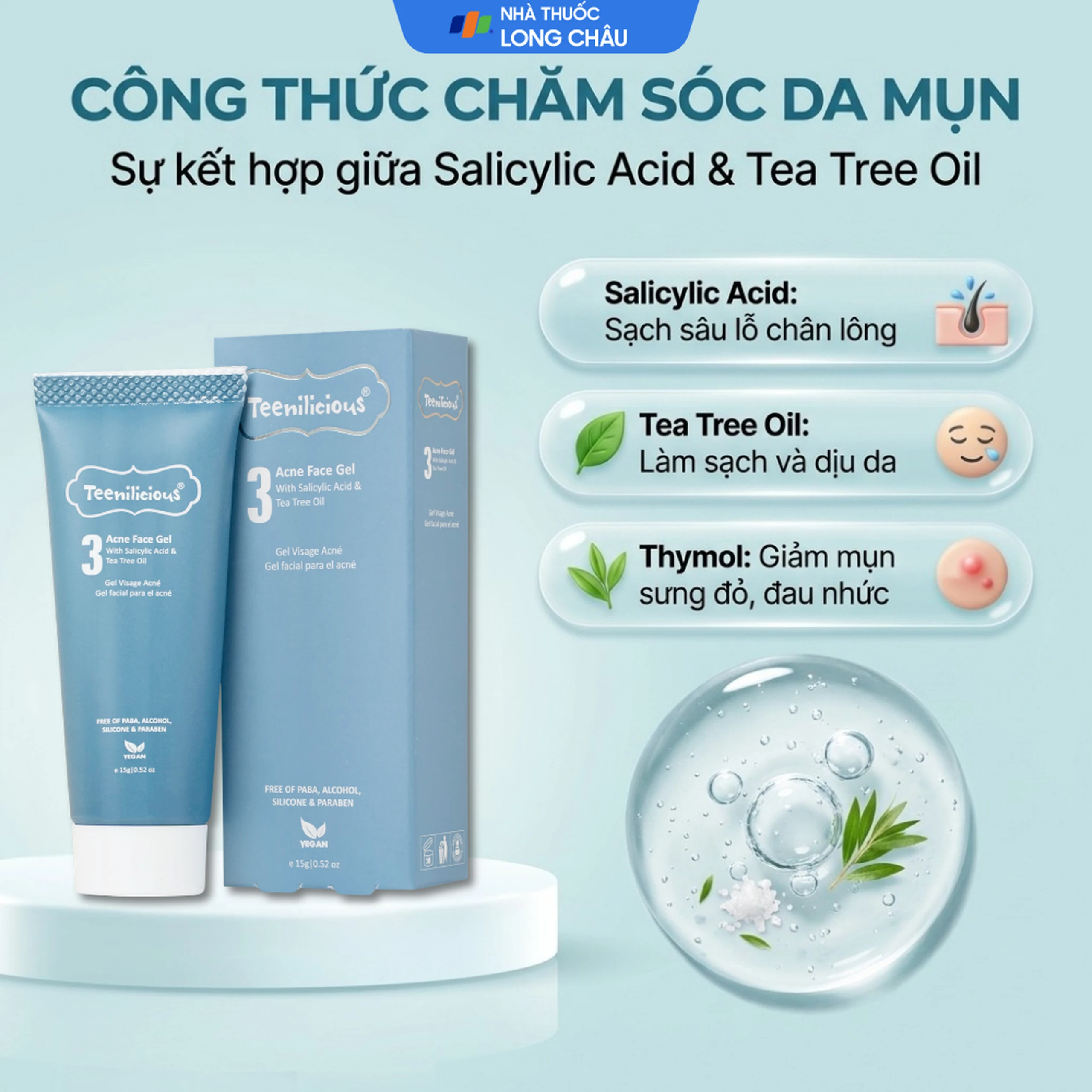 Gel bôi ngừa mụn đầu đen, đầu trắng Teenilicious hộp 15g 3