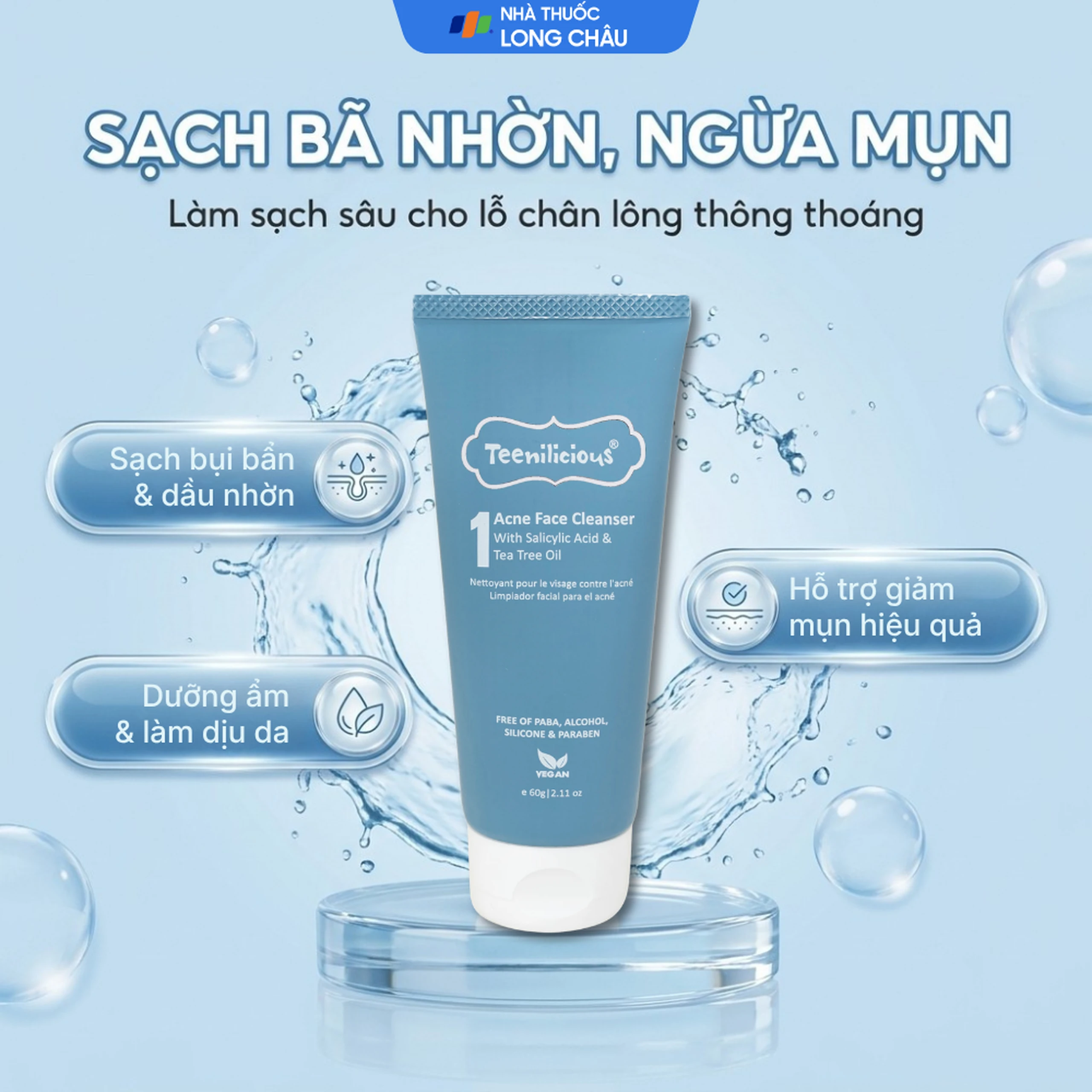 Gel rửa mặt ngừa mụn, sạch bã nhờn Teenilicious 60g 2
