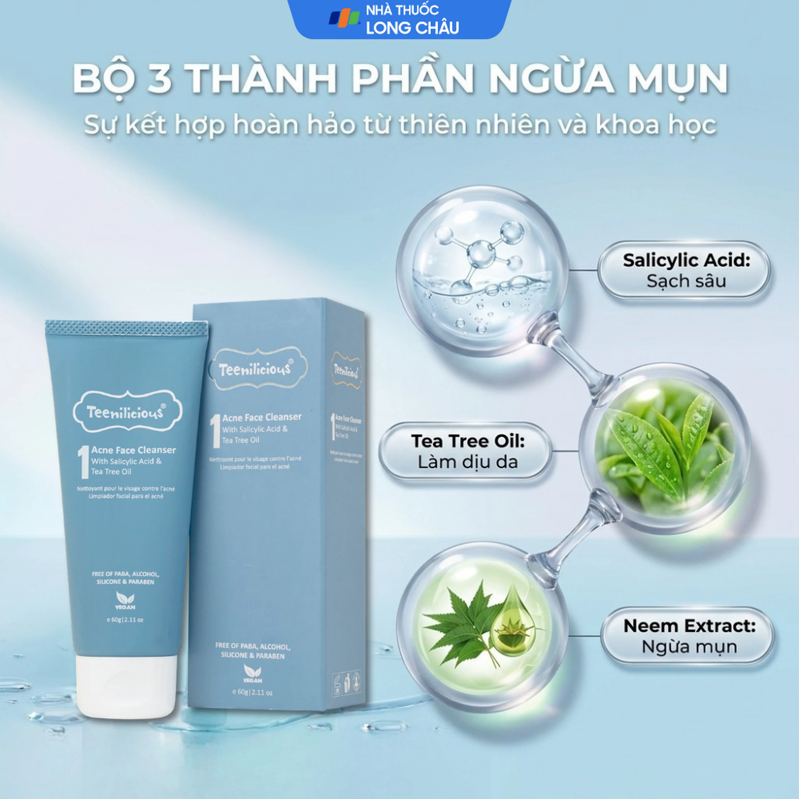 Gel rửa mặt ngừa mụn, sạch bã nhờn Teenilicious 60g 3