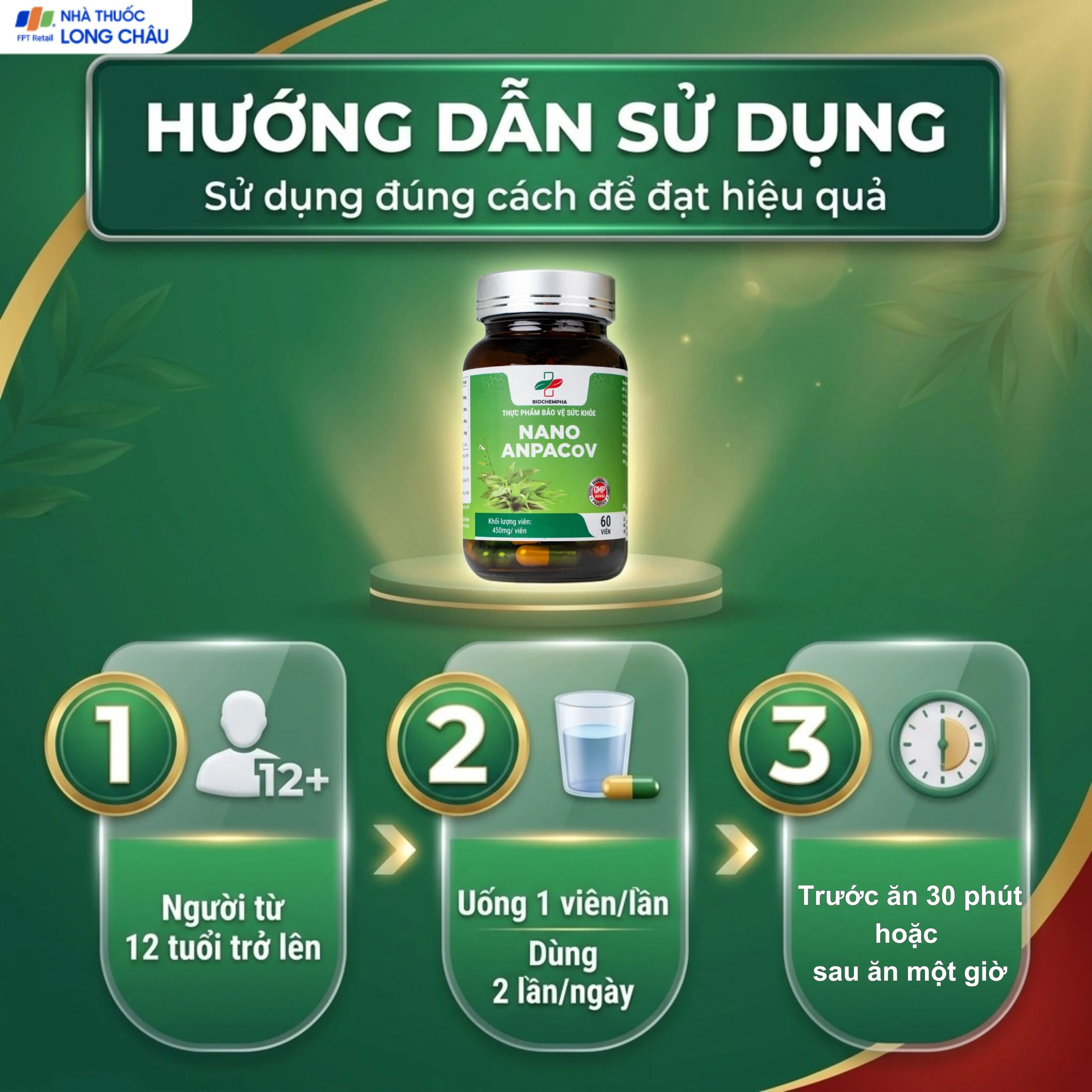 Viên uống giảm ho, giảm đờm, đau rát họng, viêm phế quản Nano Anpacov Biochempha (60 viên) 4