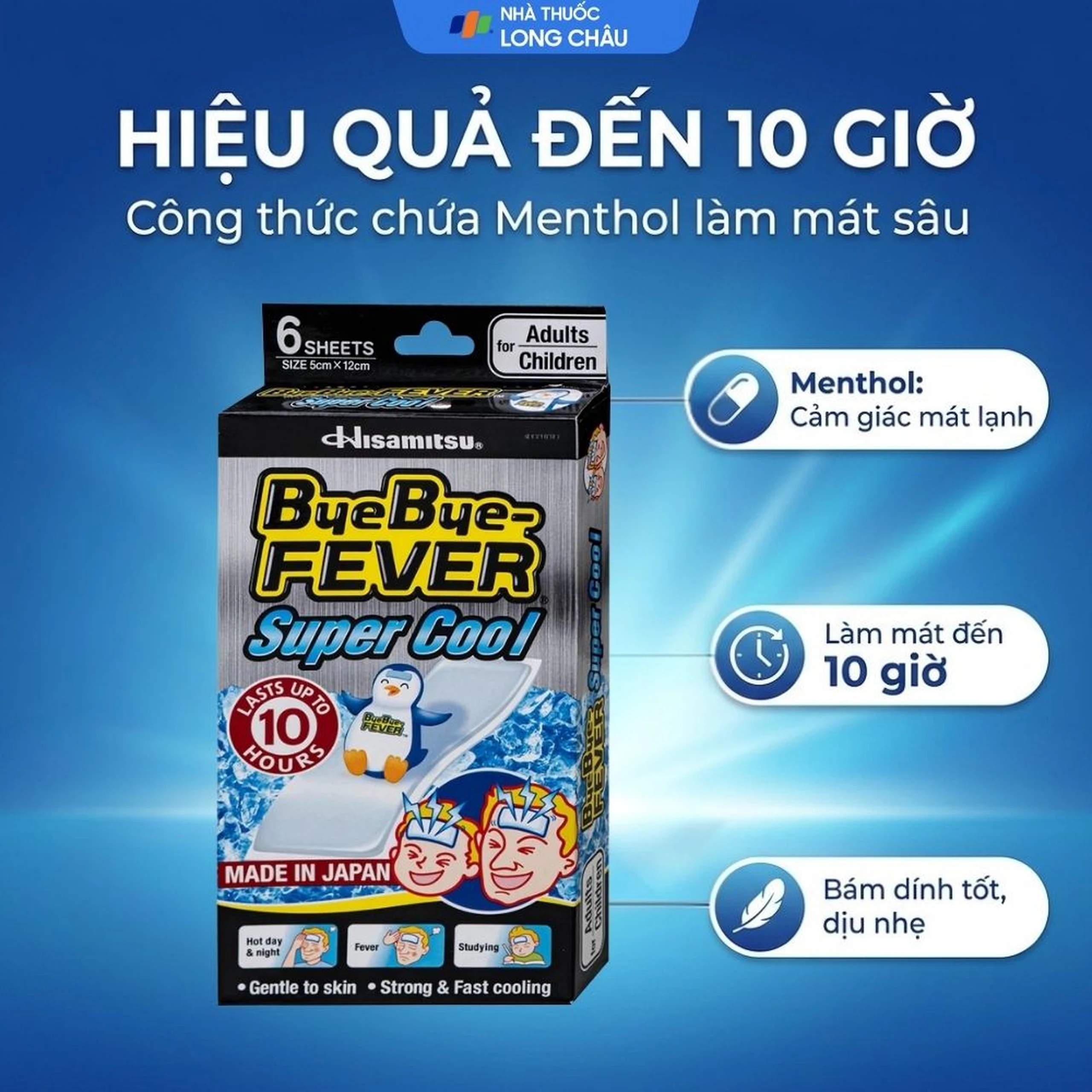 Miếng dán hạ sốt ByeBye Fever Super Cool dùng cho trẻ từ 10 tuổi và người lớn (3 gói x 2 miếng) 3