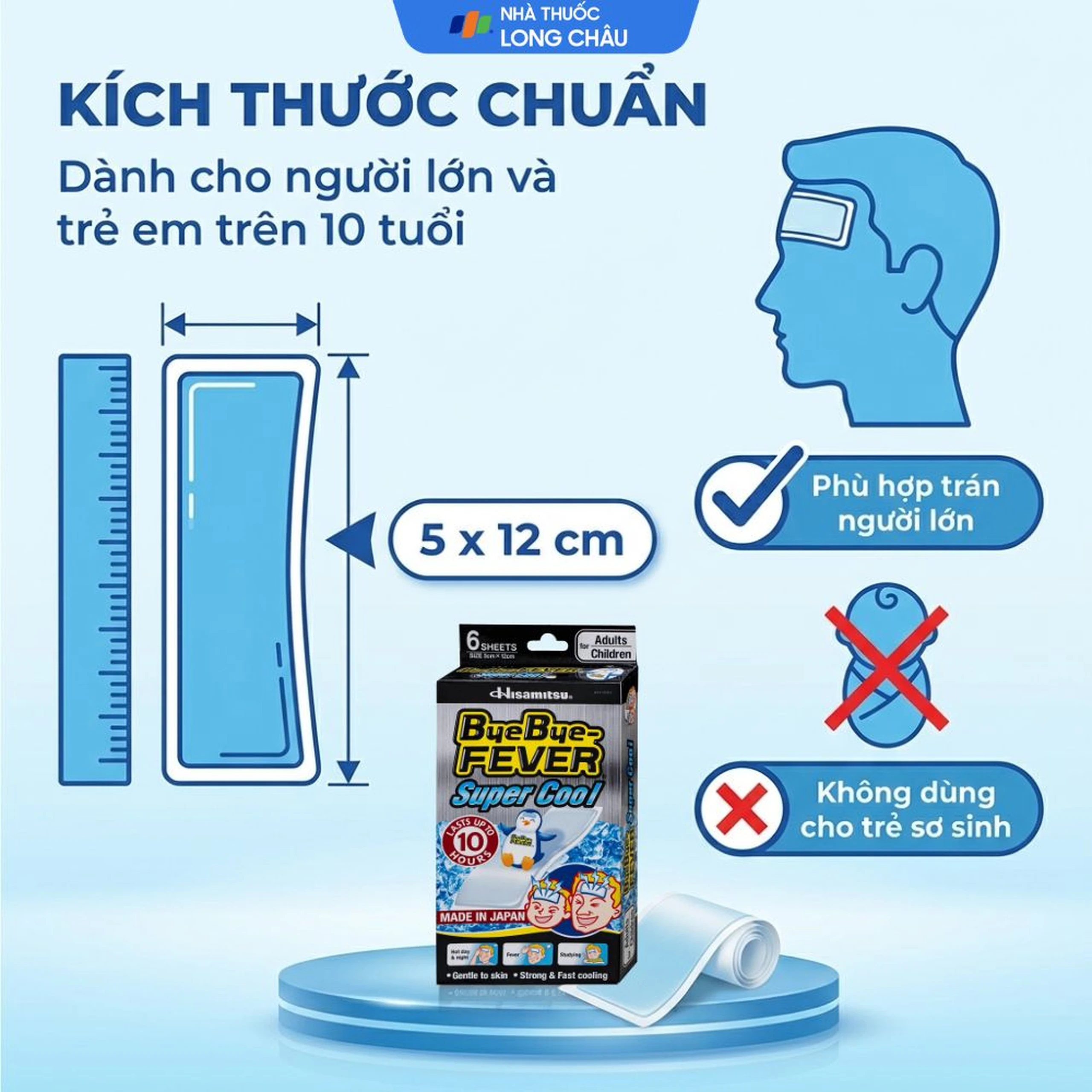 Miếng dán hạ sốt ByeBye Fever Super Cool dùng cho trẻ từ 10 tuổi và người lớn (3 gói x 2 miếng) 4