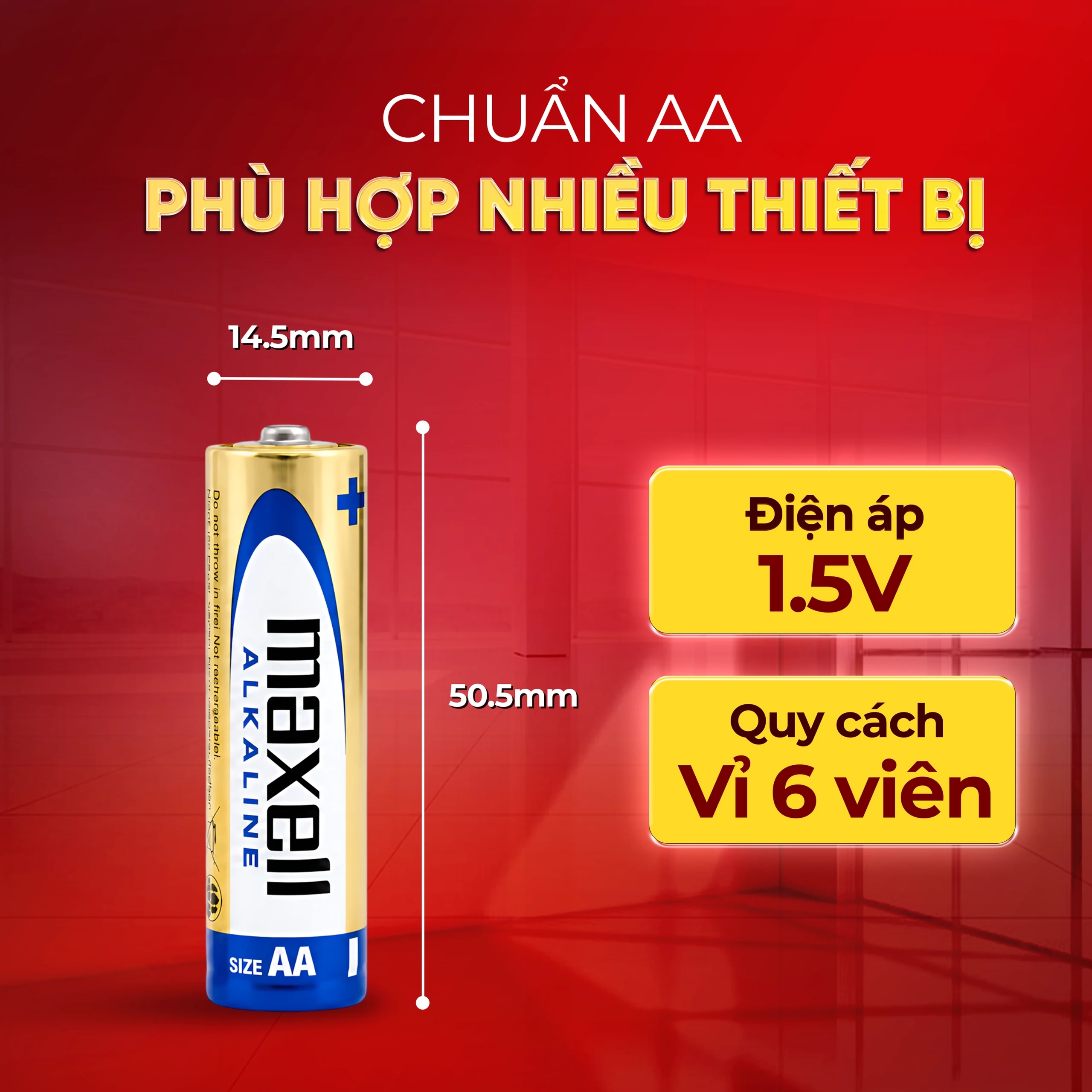 Pin kiềm Maxell super alkaline AA LR6(GD) (vỉ 6 viên) dùng cho các thiết bị điện tử 3