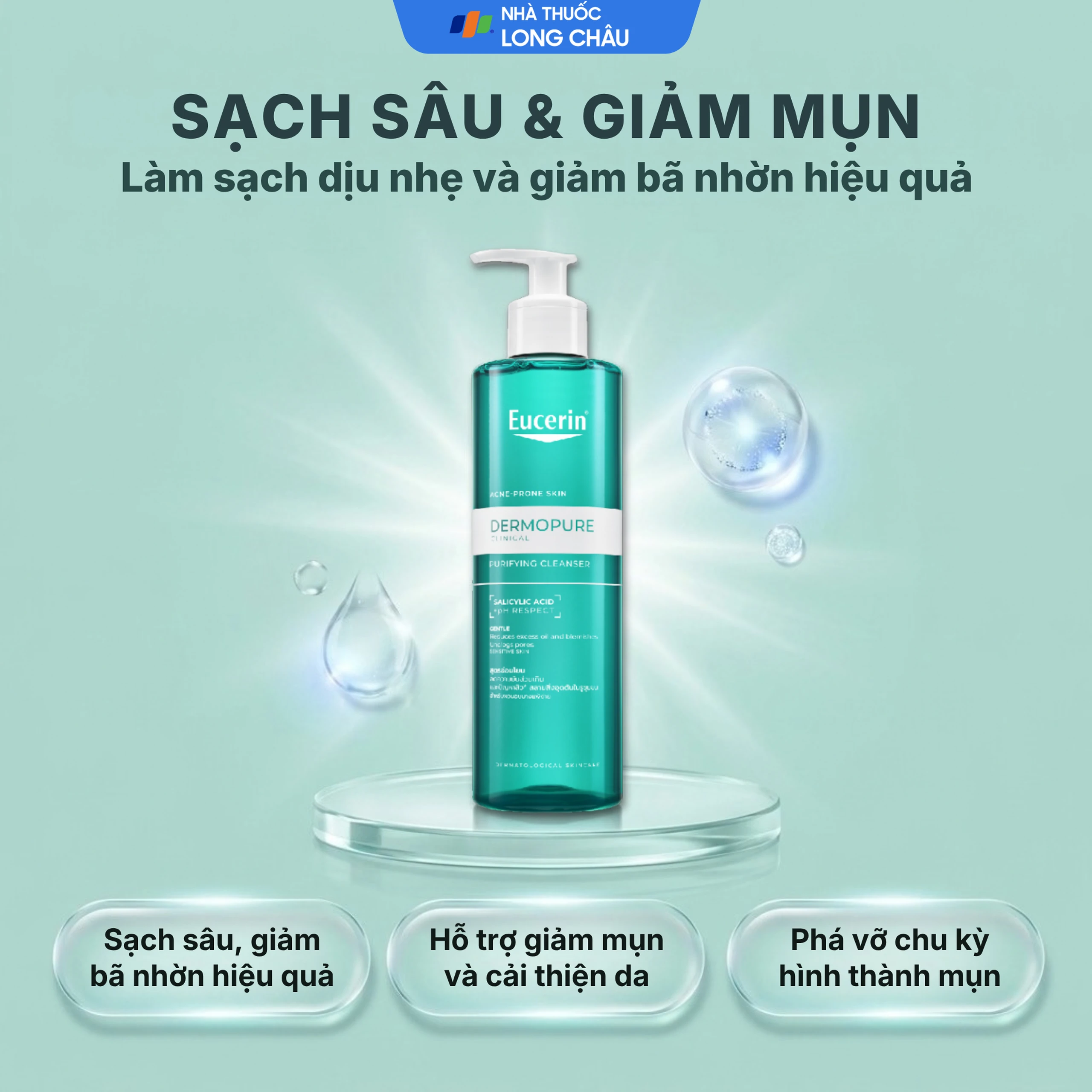 Gel rửa mặt Eucerin dermopure clinical purifying cleanser dành cho da nhờn, mụn (400ml) 2