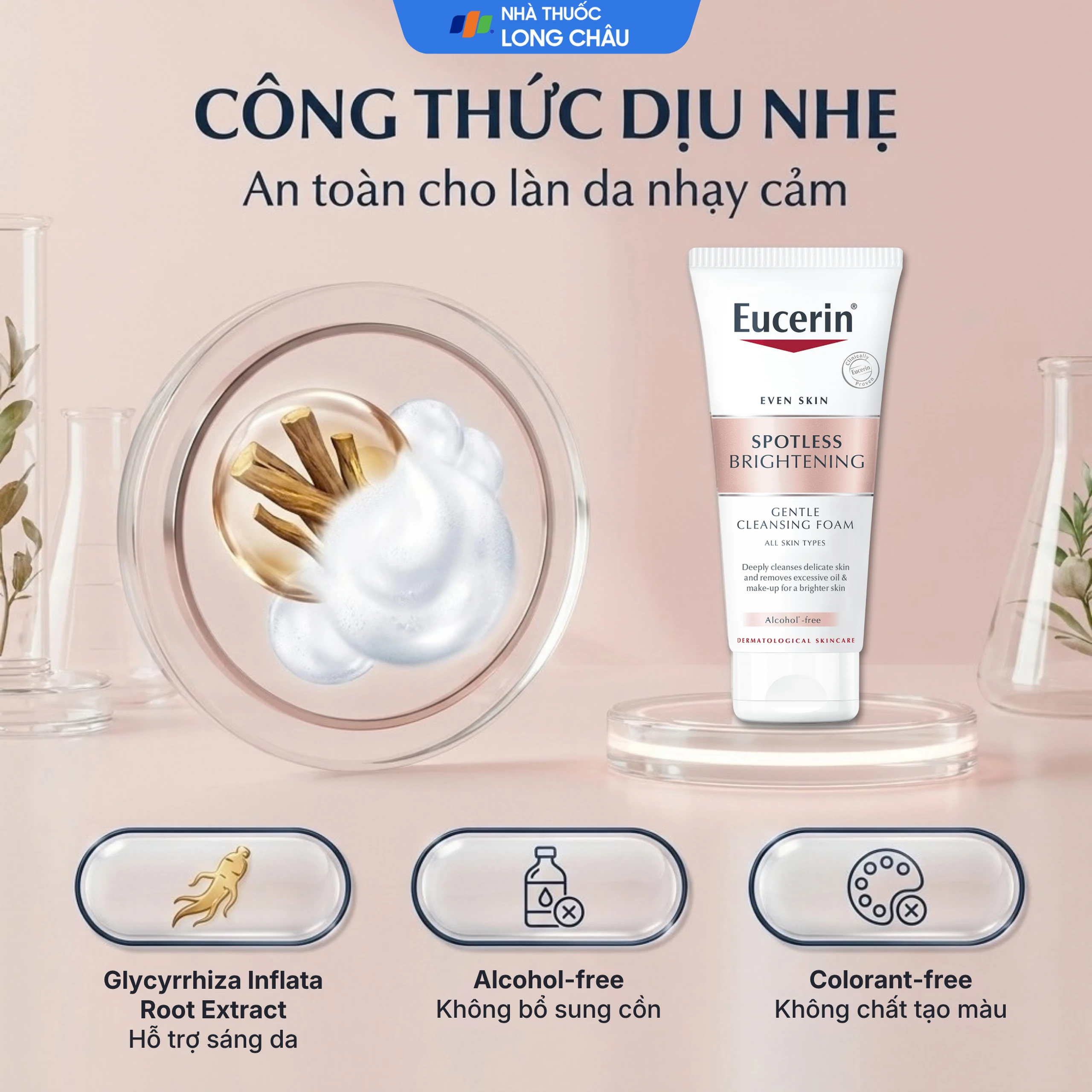 Sữa rửa mặt Eucerin Spotless Brightening Cleansing Foam sáng da (50g) 3