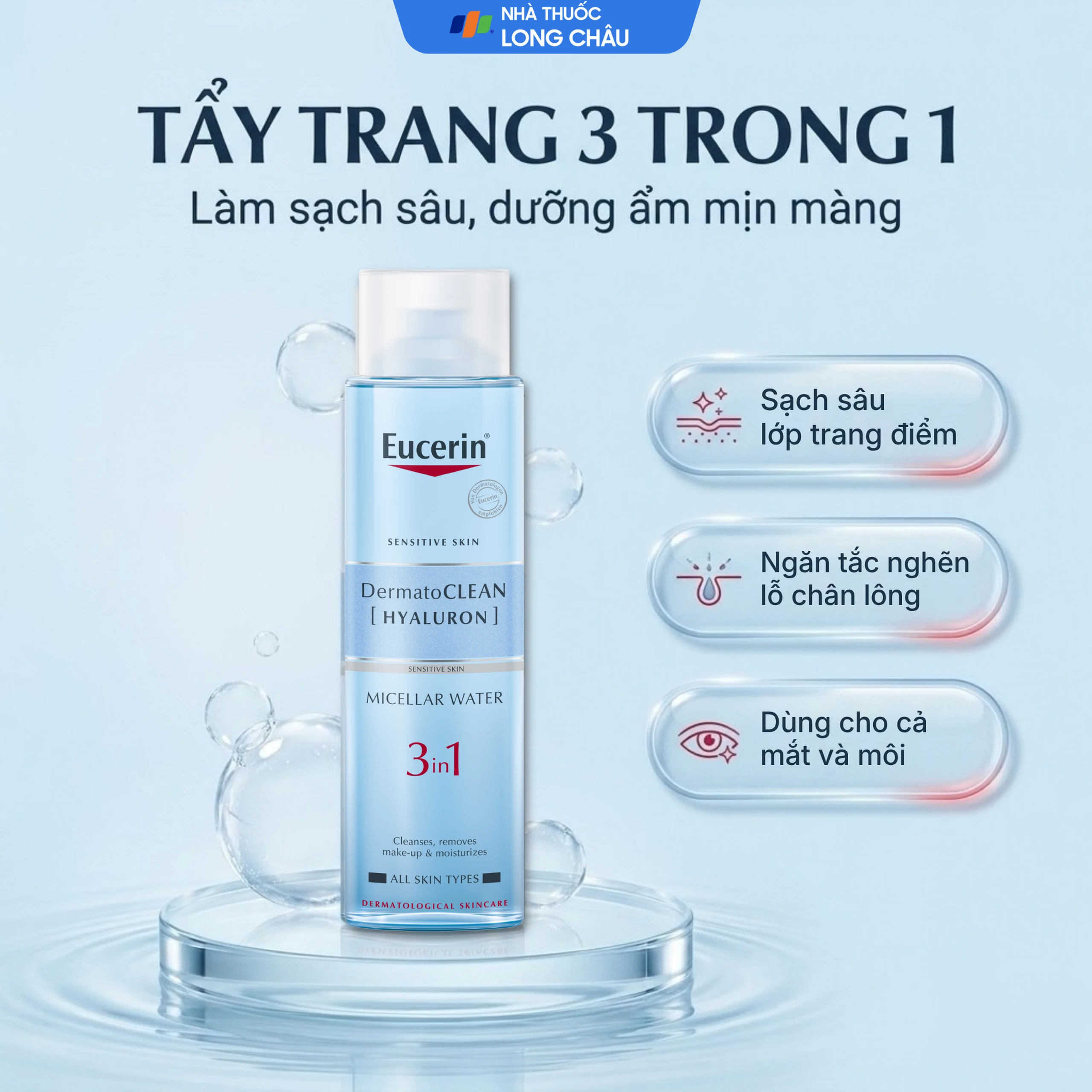 Nước tẩy trang Eucerin Dermato Clean Micellar 3 in 1 dành cho da nhạy cảm (400ml) 2