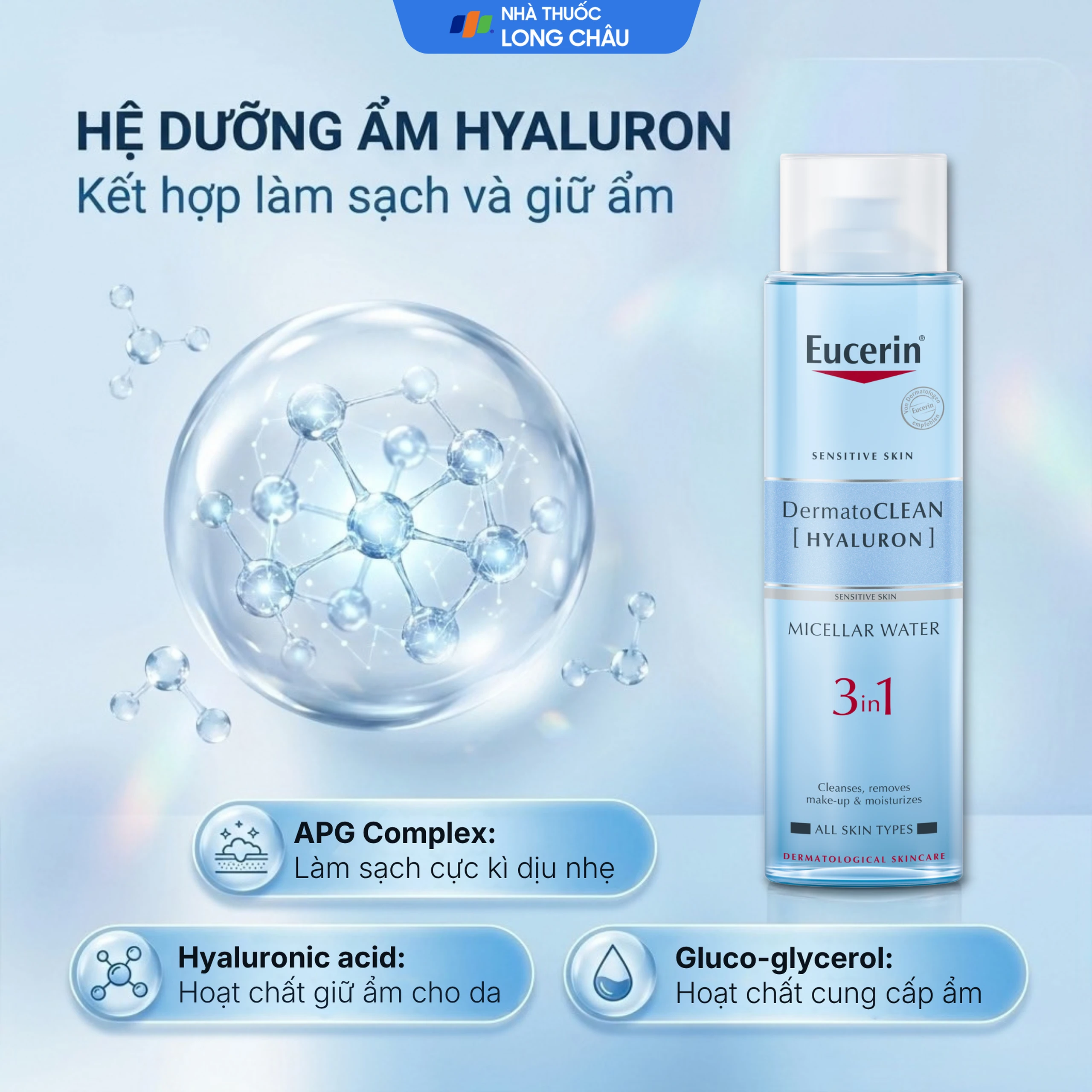 Nước tẩy trang Eucerin Dermato Clean Micellar 3 in 1 dành cho da nhạy cảm (400ml) 3