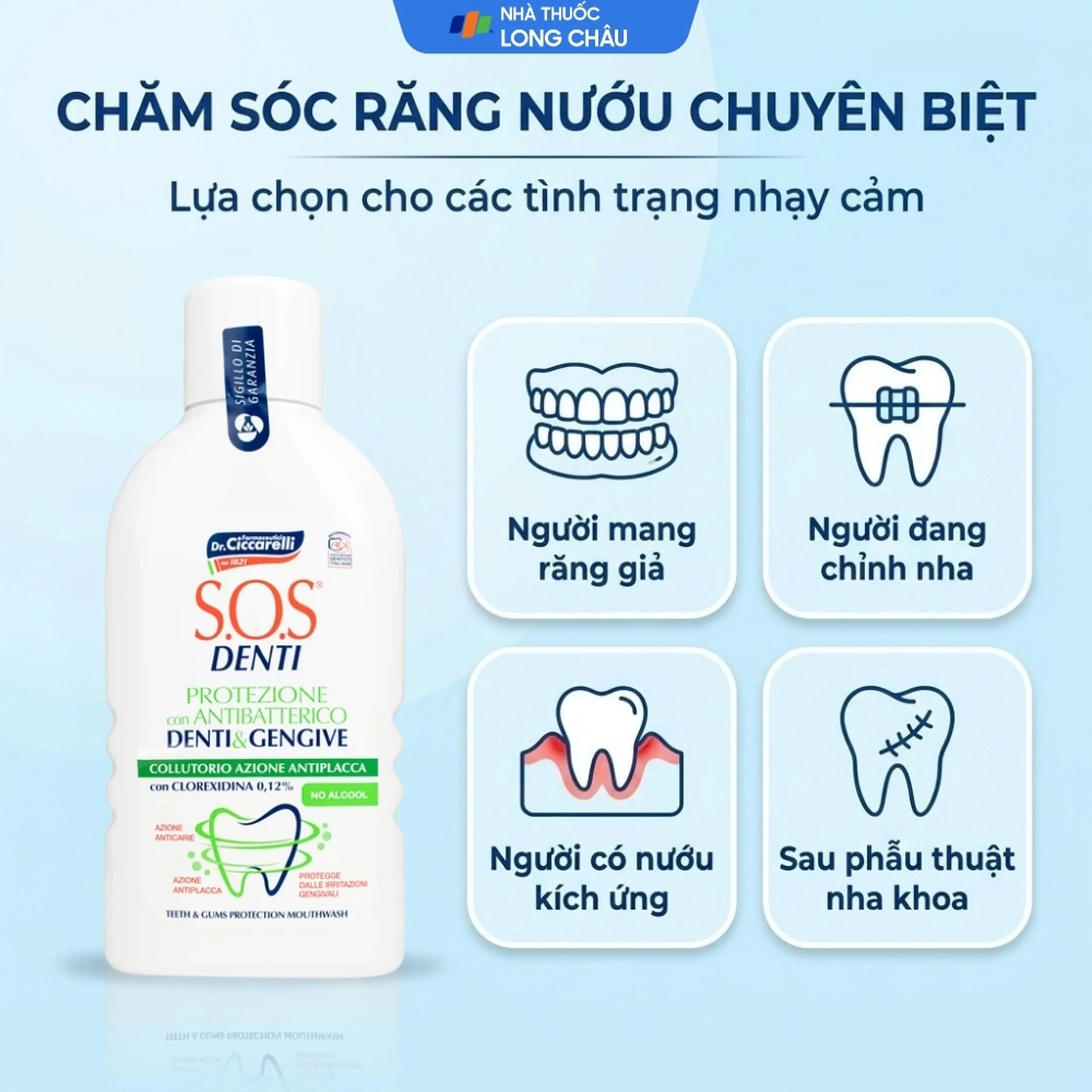 Nước súc miệng giảm mảng báng, bảo vệ răng nứu Dr.Ciccarelli S.O.S Denti chai 400ml 4
