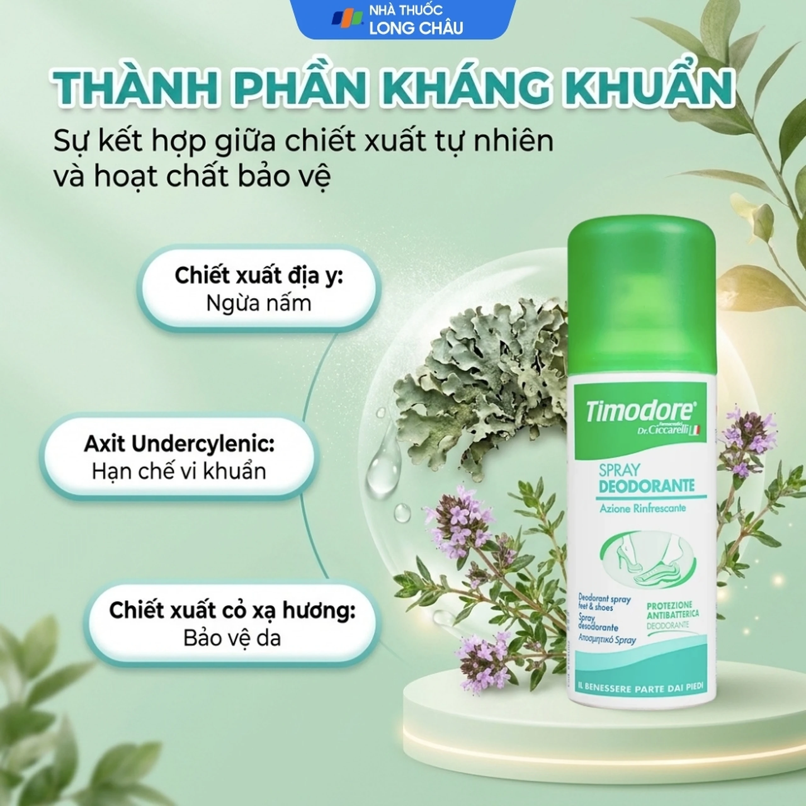 Xịt khử mùi giày và chân Dr.Ciccarelli Timodore Deodorant Spray (150ml) 3