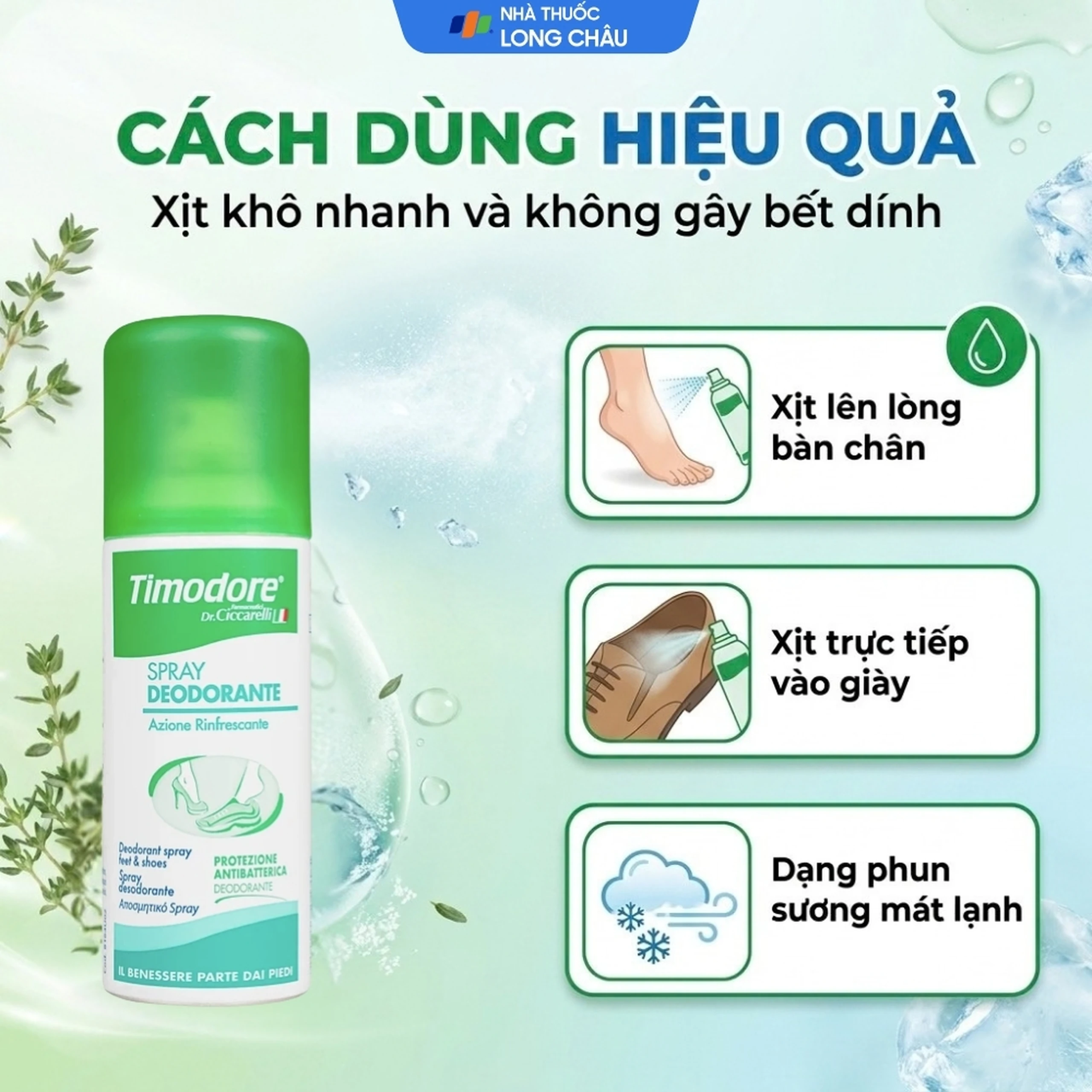 Xịt khử mùi giày và chân Dr.Ciccarelli Timodore Deodorant Spray (150ml) 5