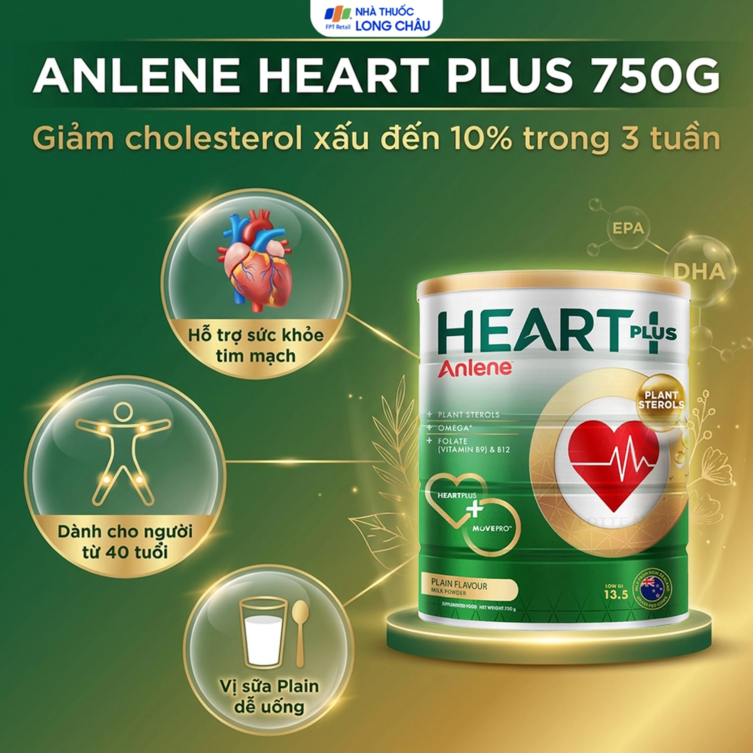 Sữa bổ sung hệ dưỡng chất dành cho sức khỏe tim mạch Anlene Heart Plus (750g) 2