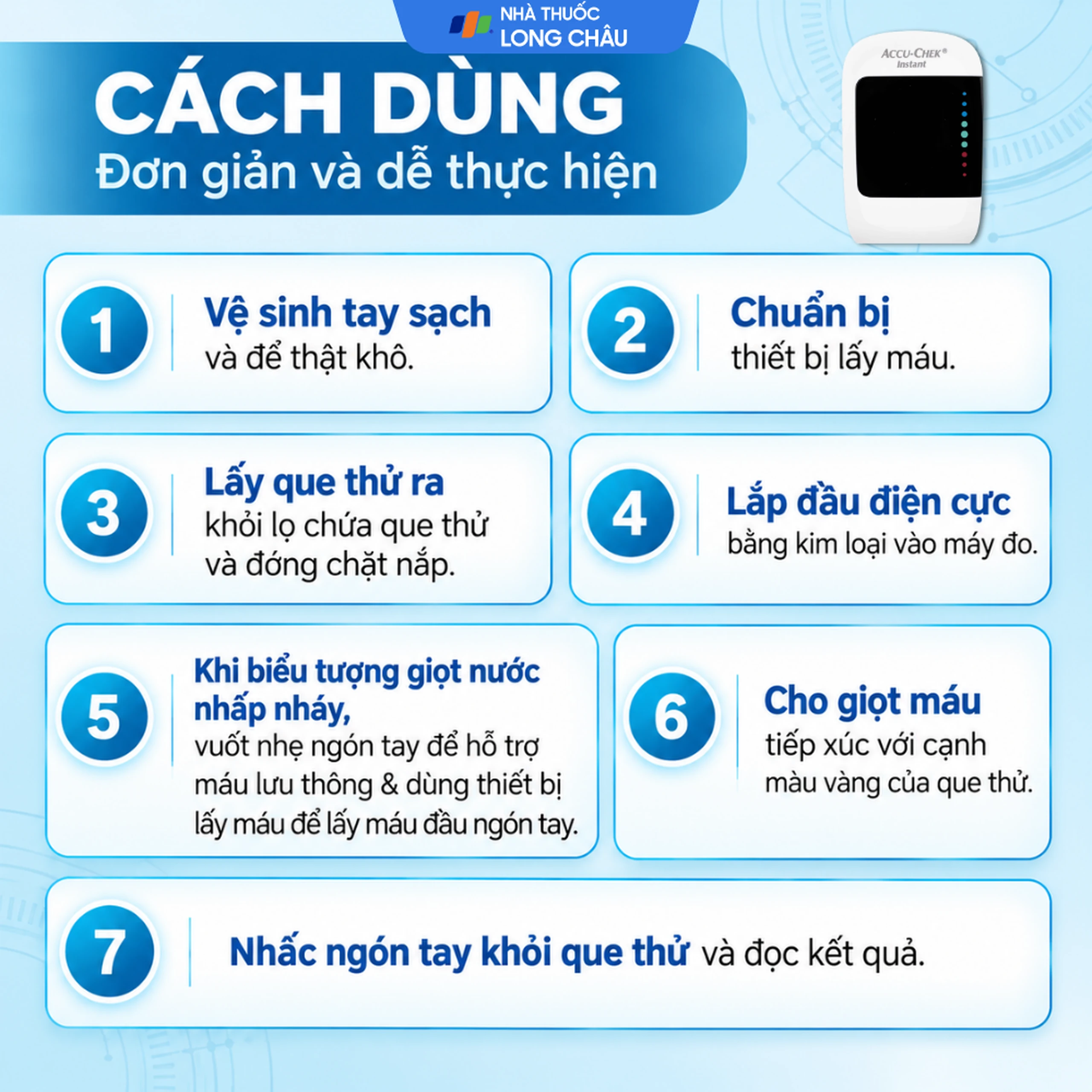 Máy đo đường huyết Accu Chek Instant hỗ trợ theo dõi, kiểm soát lượng đường trong máu 5