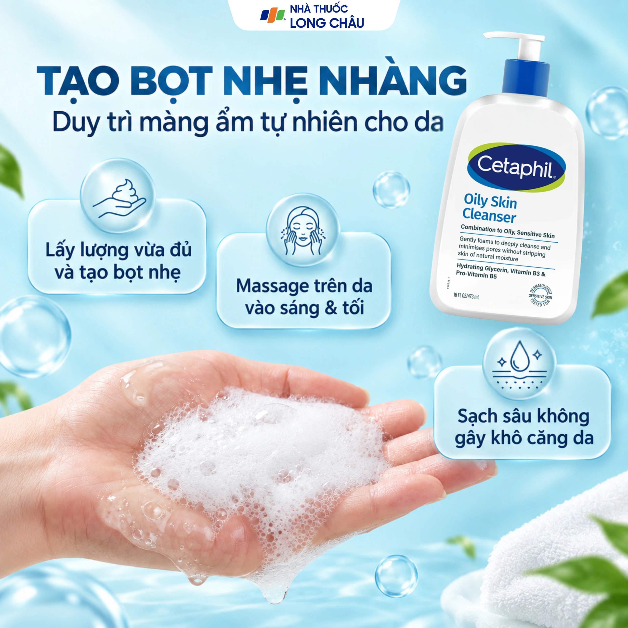 Sữa rửa mặt Cetaphil Oily Skin Cleanser cho da dầu, nhạy cảm (473ml) 5