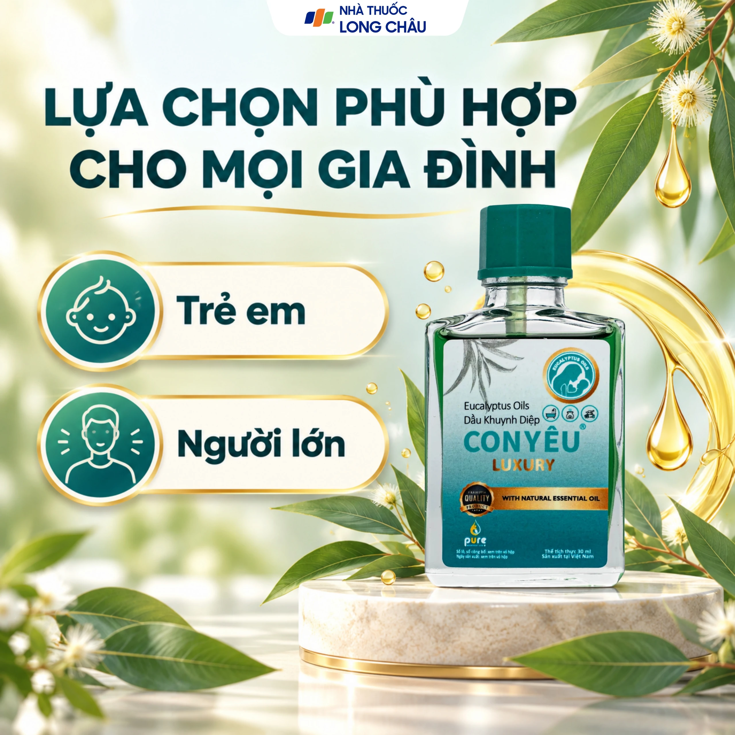 Dầu khuynh diệp Con Yêu Luxury giúp giữ ấm, làm dịu vết cắn côn trùng (30ml) 4