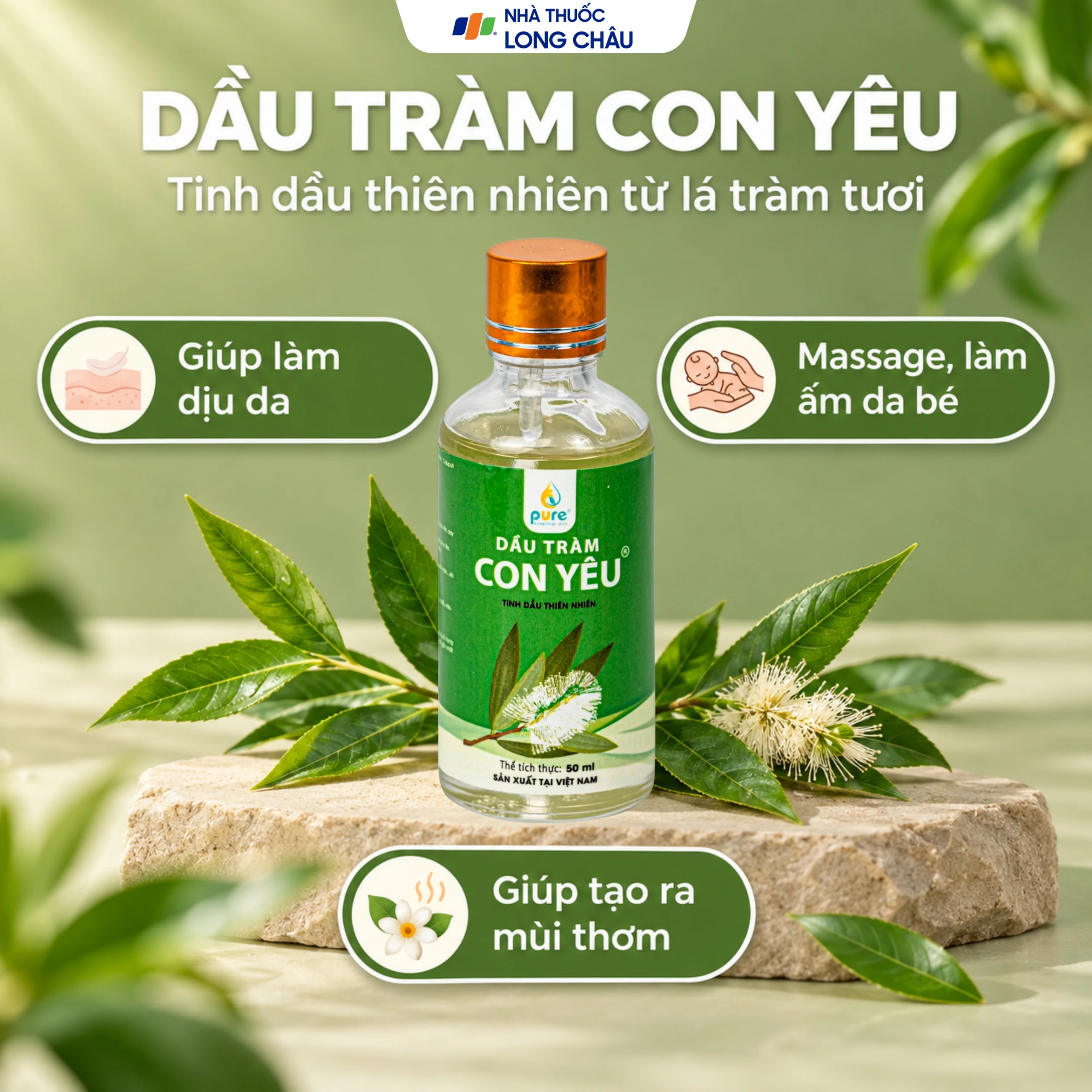Dầu tràm Con Yêu giúp giữ ấm, giảm triệu chứng ho, sổ mũi (50 ml) 2