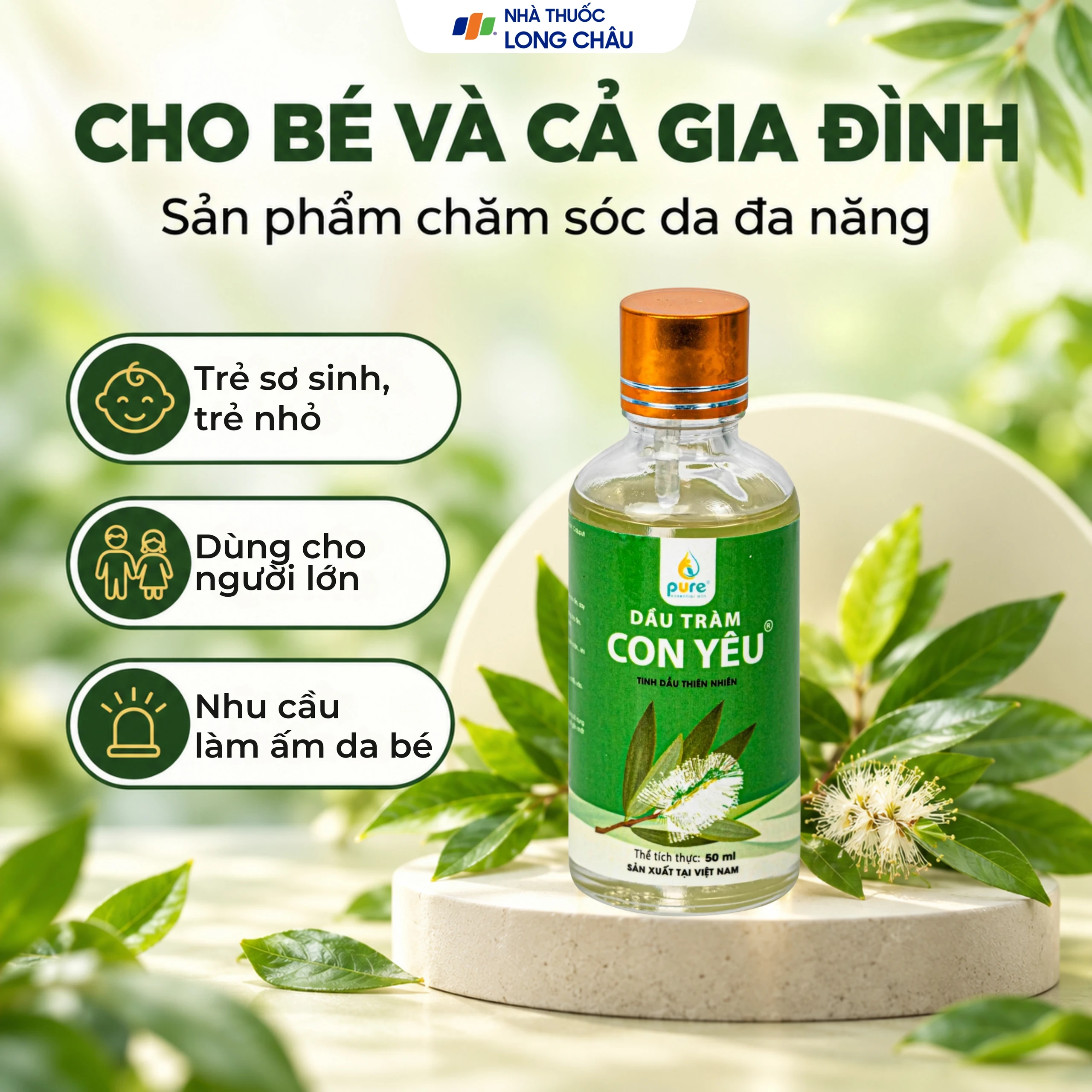 Dầu tràm Con Yêu giúp giữ ấm, giảm triệu chứng ho, sổ mũi (50 ml) 4