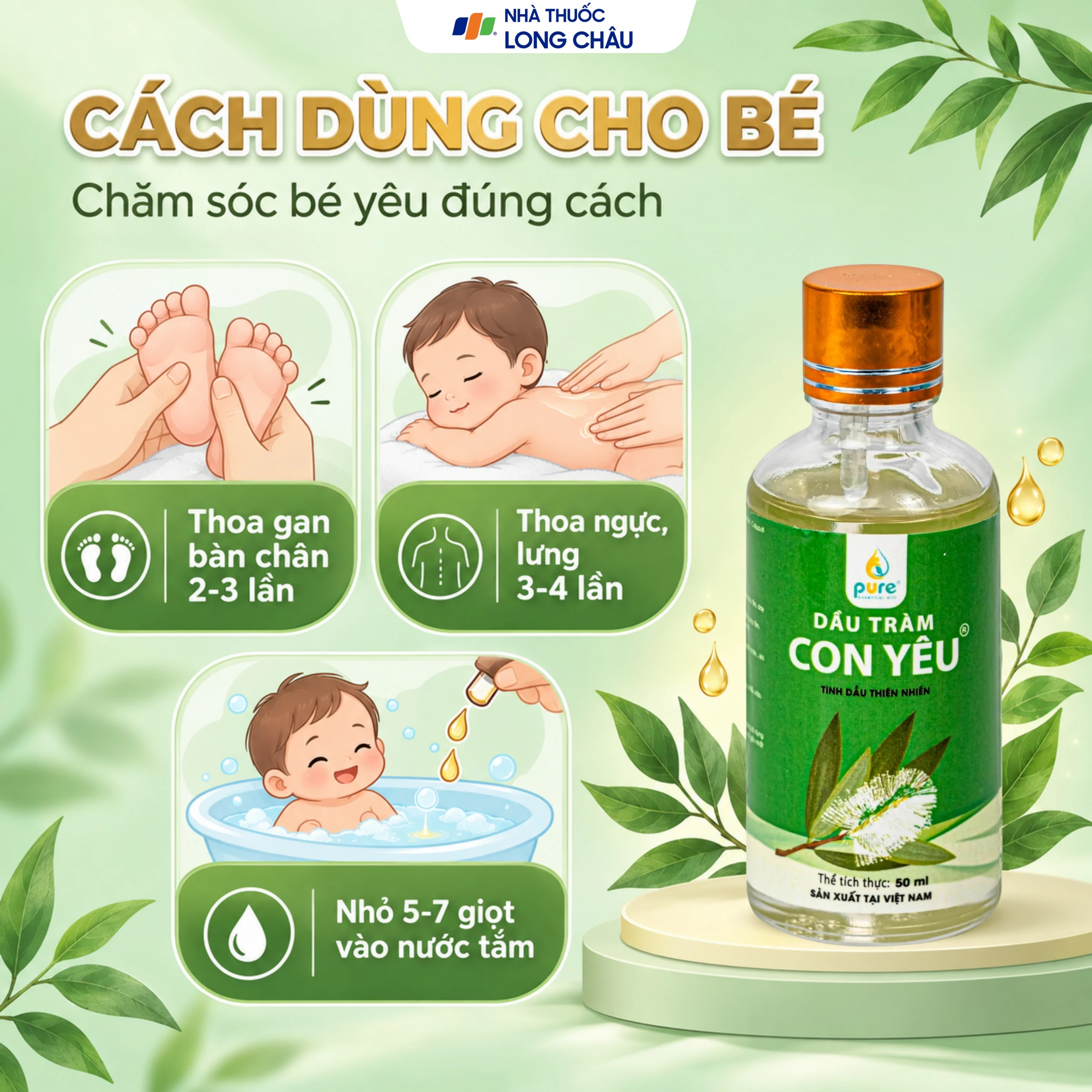 Dầu tràm Con Yêu giúp giữ ấm, giảm triệu chứng ho, sổ mũi (50 ml) 5