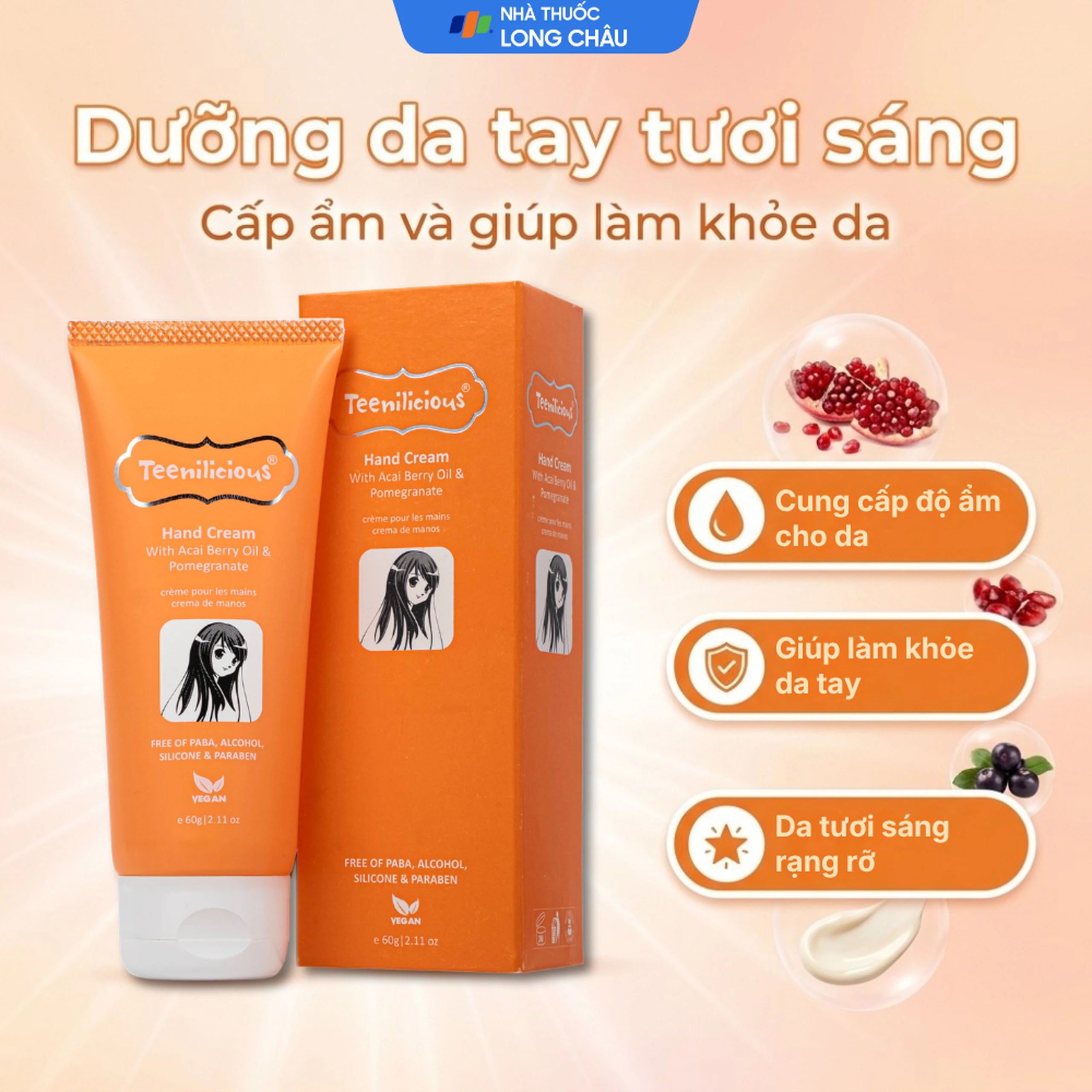 Kem dưỡng da tay hương lựu và acai Teenilicious hộp 60g 2