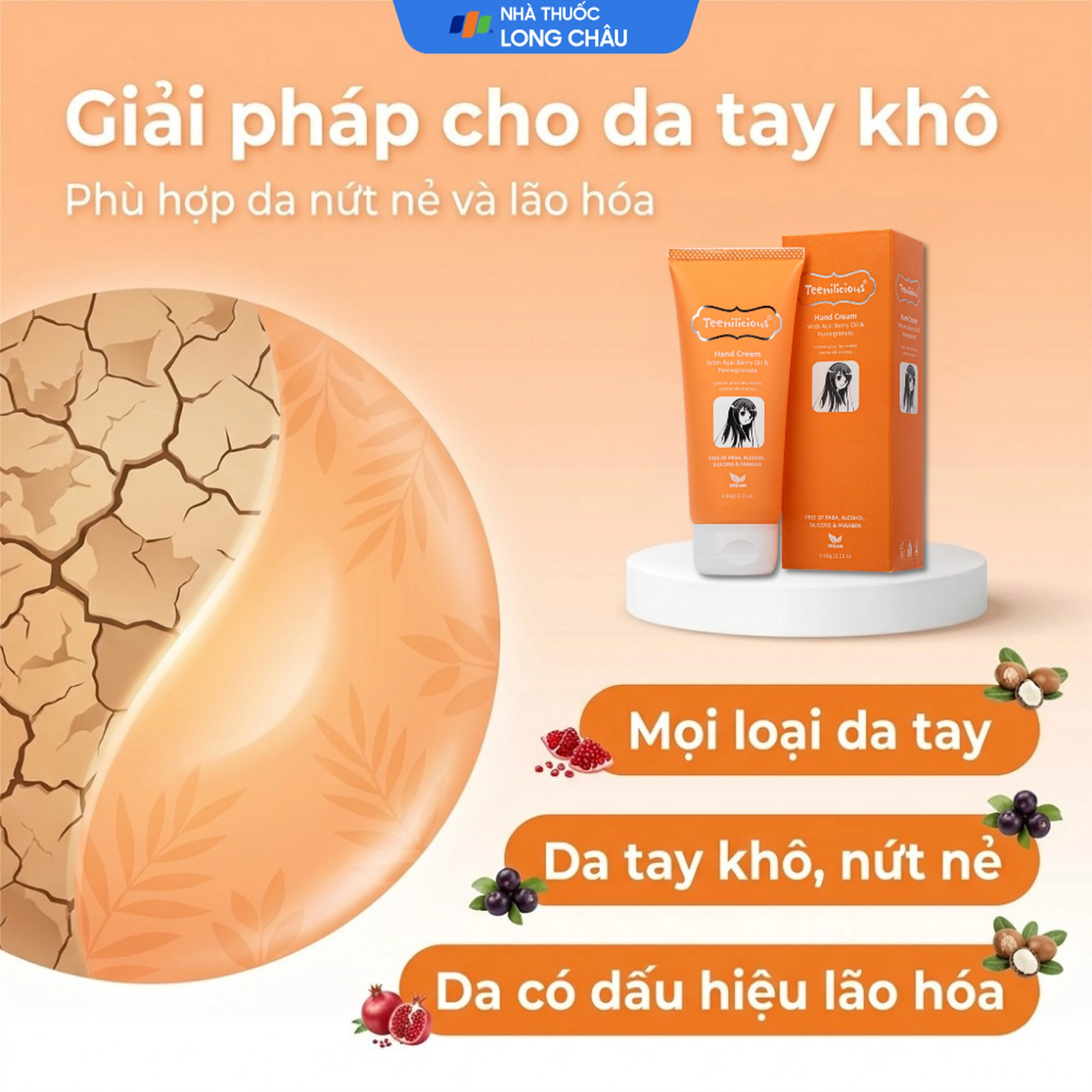 Kem dưỡng da tay hương lựu và acai Teenilicious hộp 60g 4