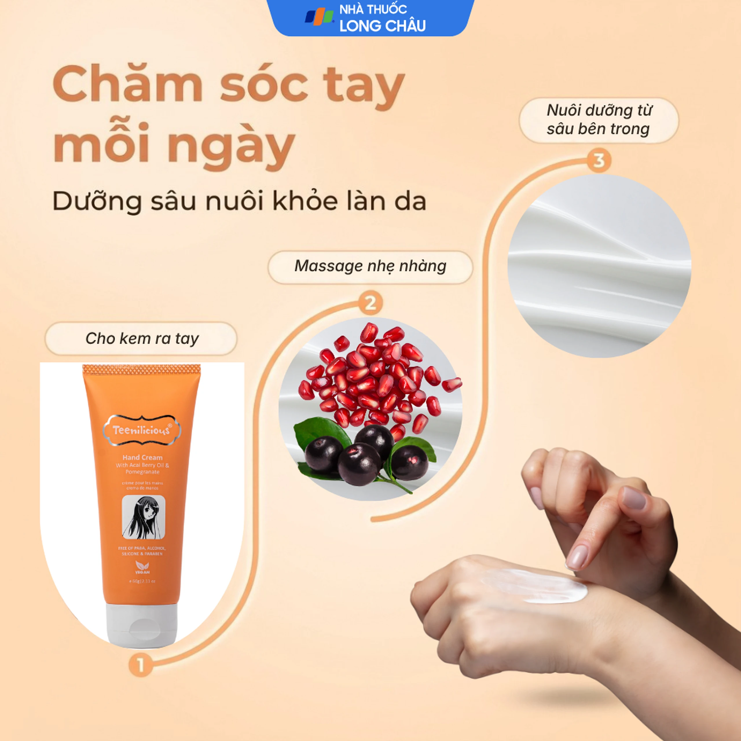 Kem dưỡng da tay hương lựu và acai Teenilicious hộp 60g 5