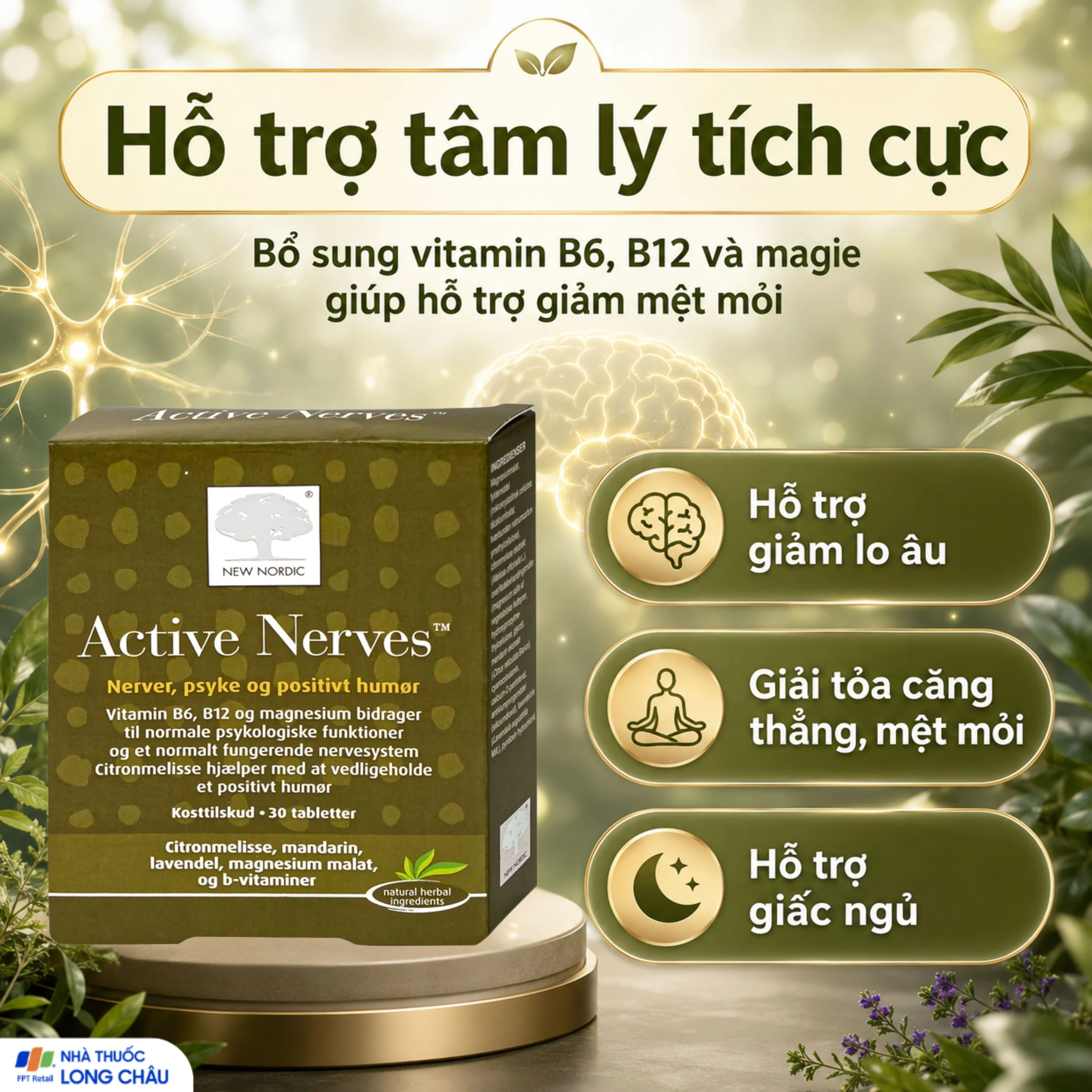 Viên uống hỗ trợ giảm mệt mỏi New Nordic Active Nerves New Nordic (30 viên) 3