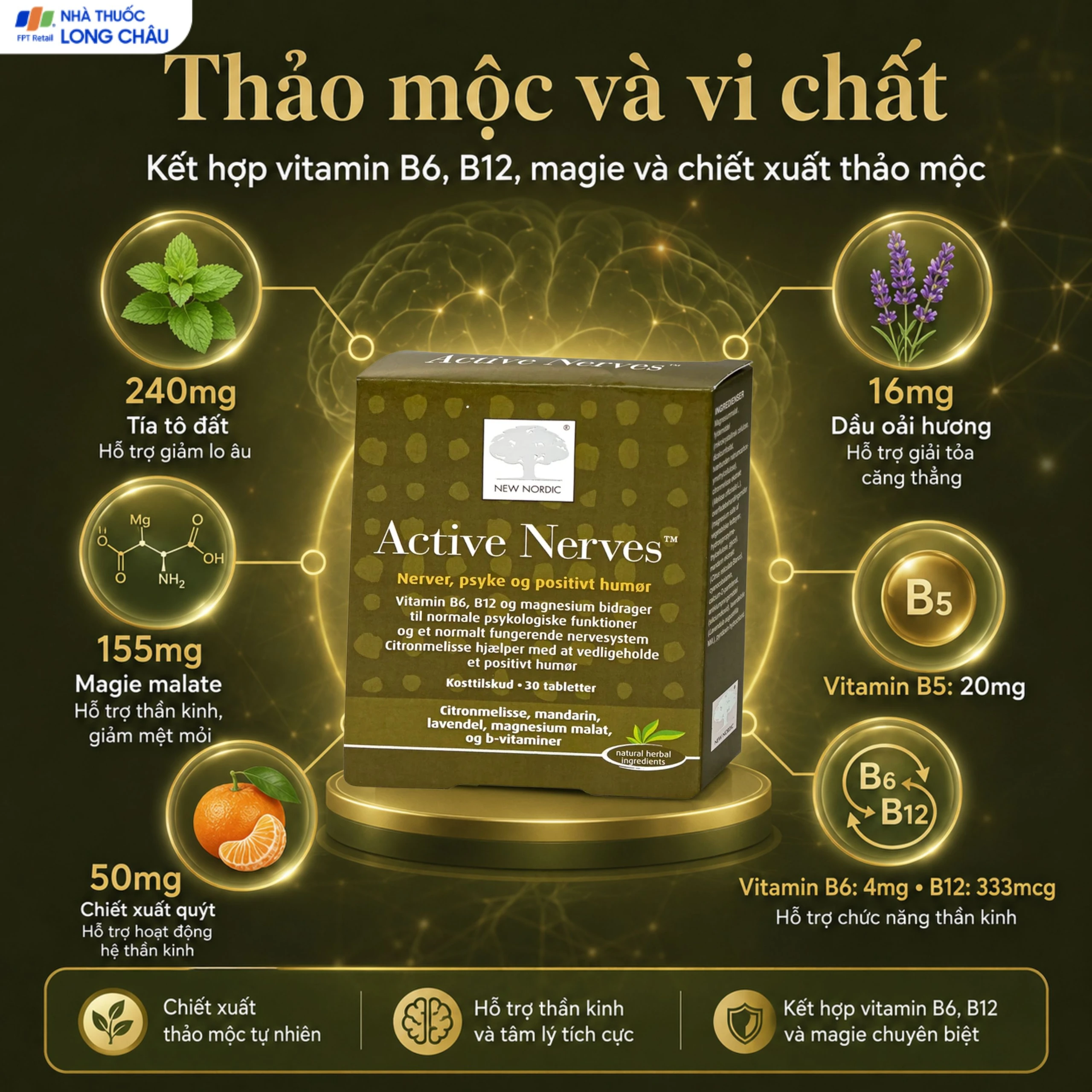 Viên uống hỗ trợ giảm mệt mỏi New Nordic Active Nerves New Nordic (30 viên) 4